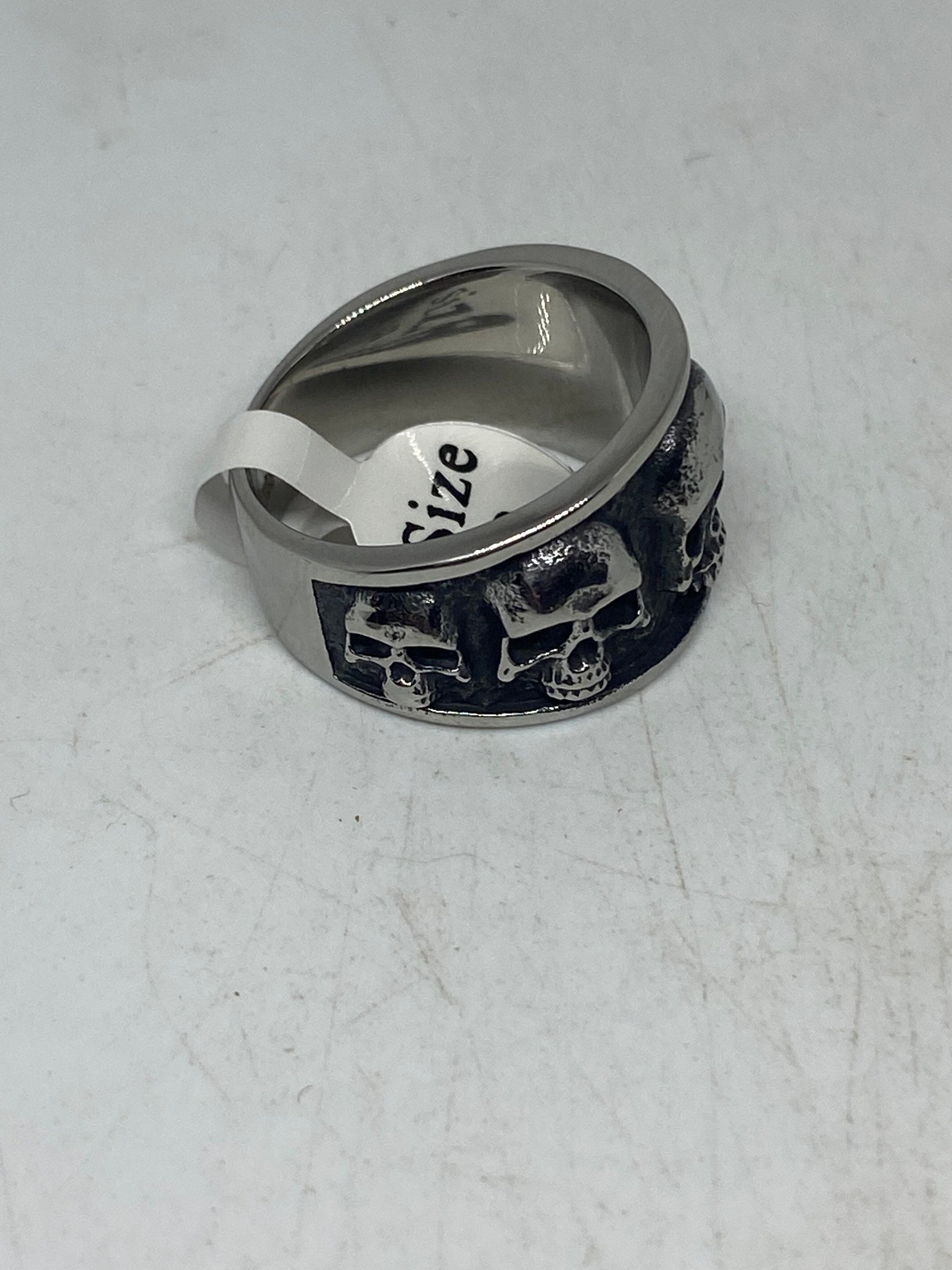 Vintage Gothic Stainless Steel Skulls Catacombs Mens Ring