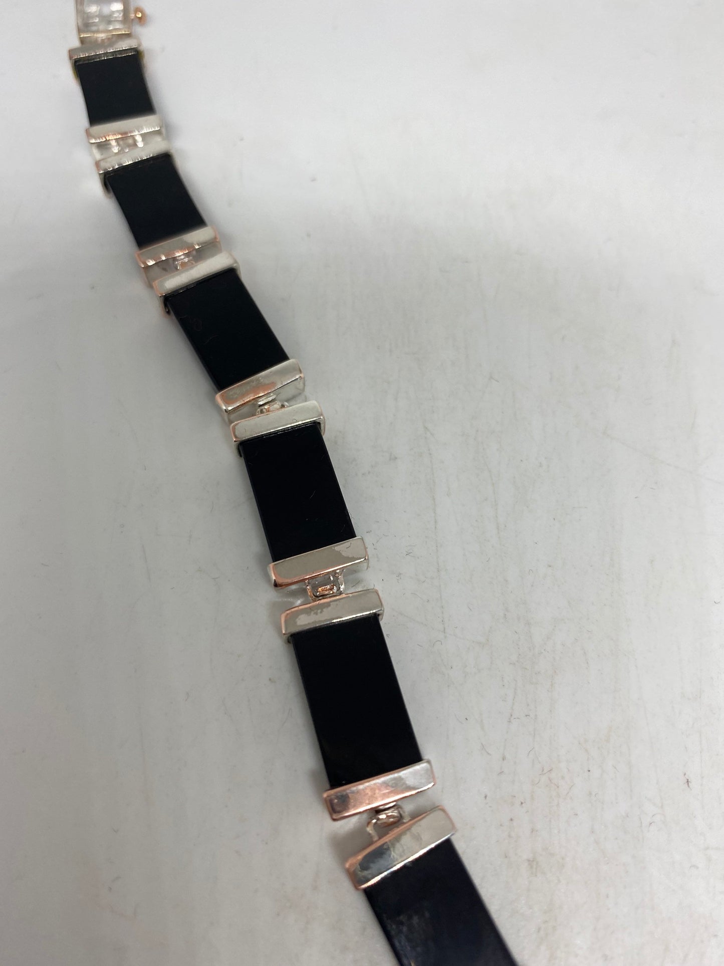 Vintage 925 Sterling Silver Black Onyx Cinese Lucky Bracelet