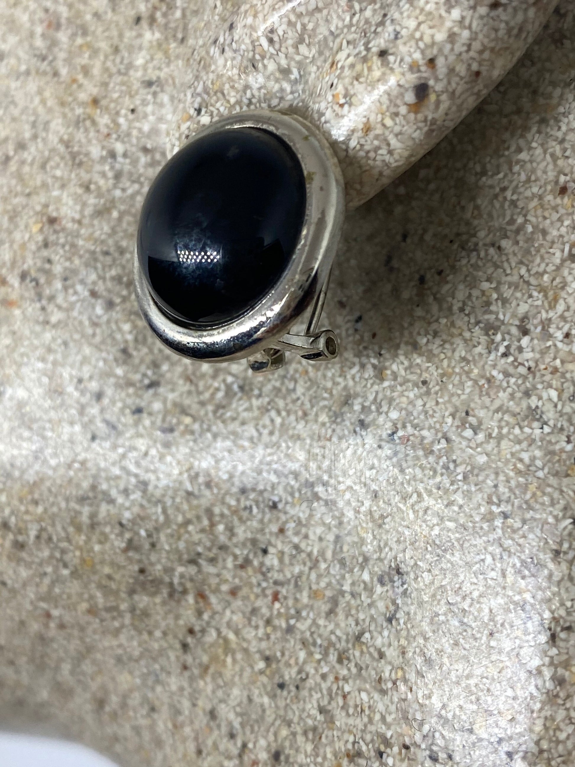 Vintage Black Earring Onyx 925 Sterling Silver Deco Dangle Chandelier