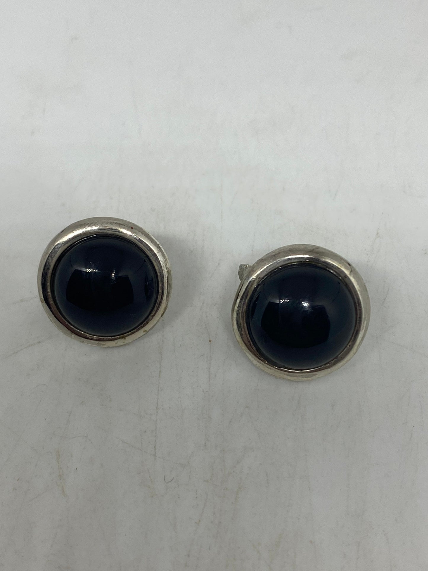 Vintage Black Earring Onyx 925 Sterling Silver Deco Dangle Chandelier