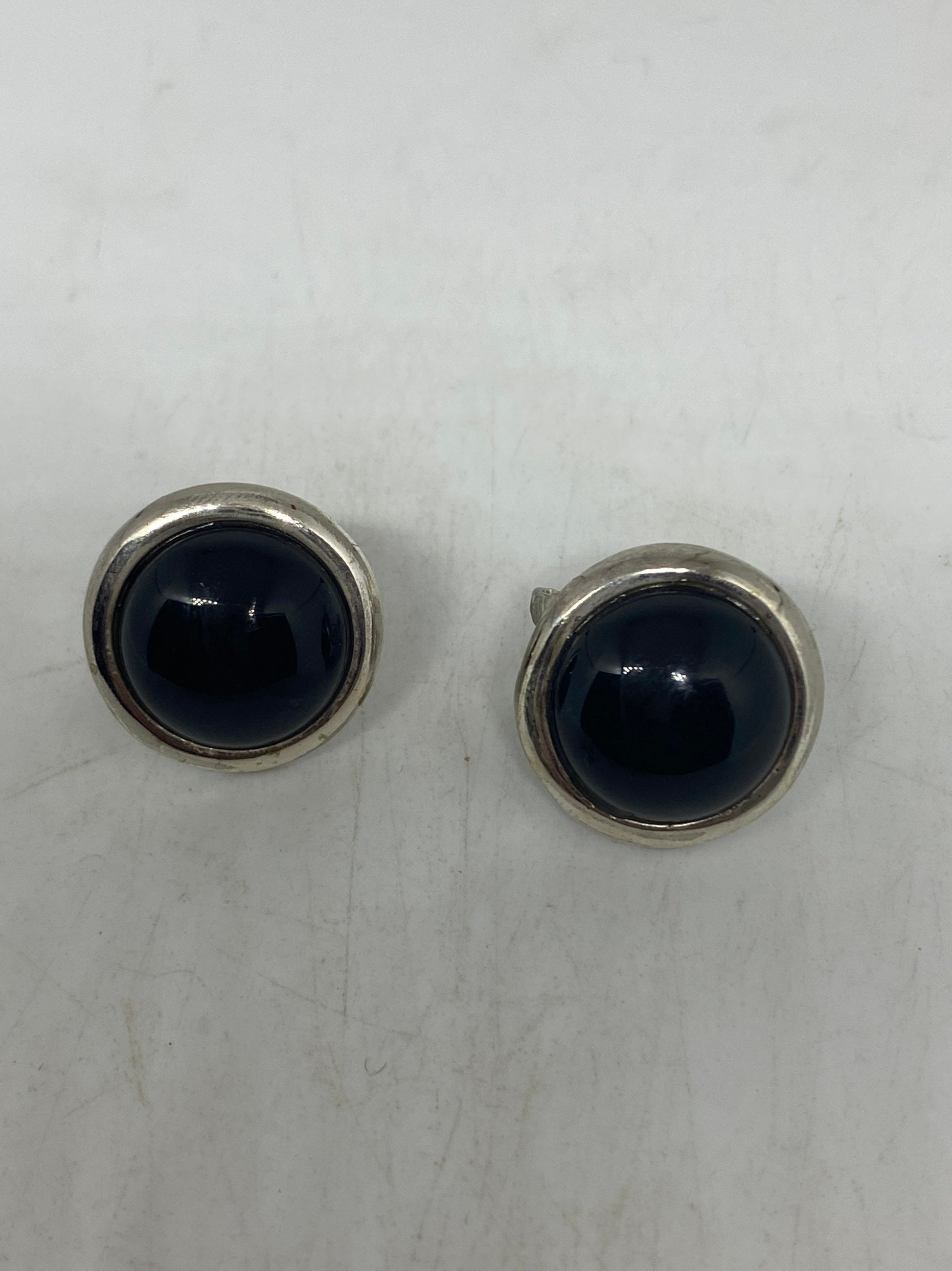 Vintage Black Earring Onyx 925 Sterling Silver Deco Dangle Chandelier