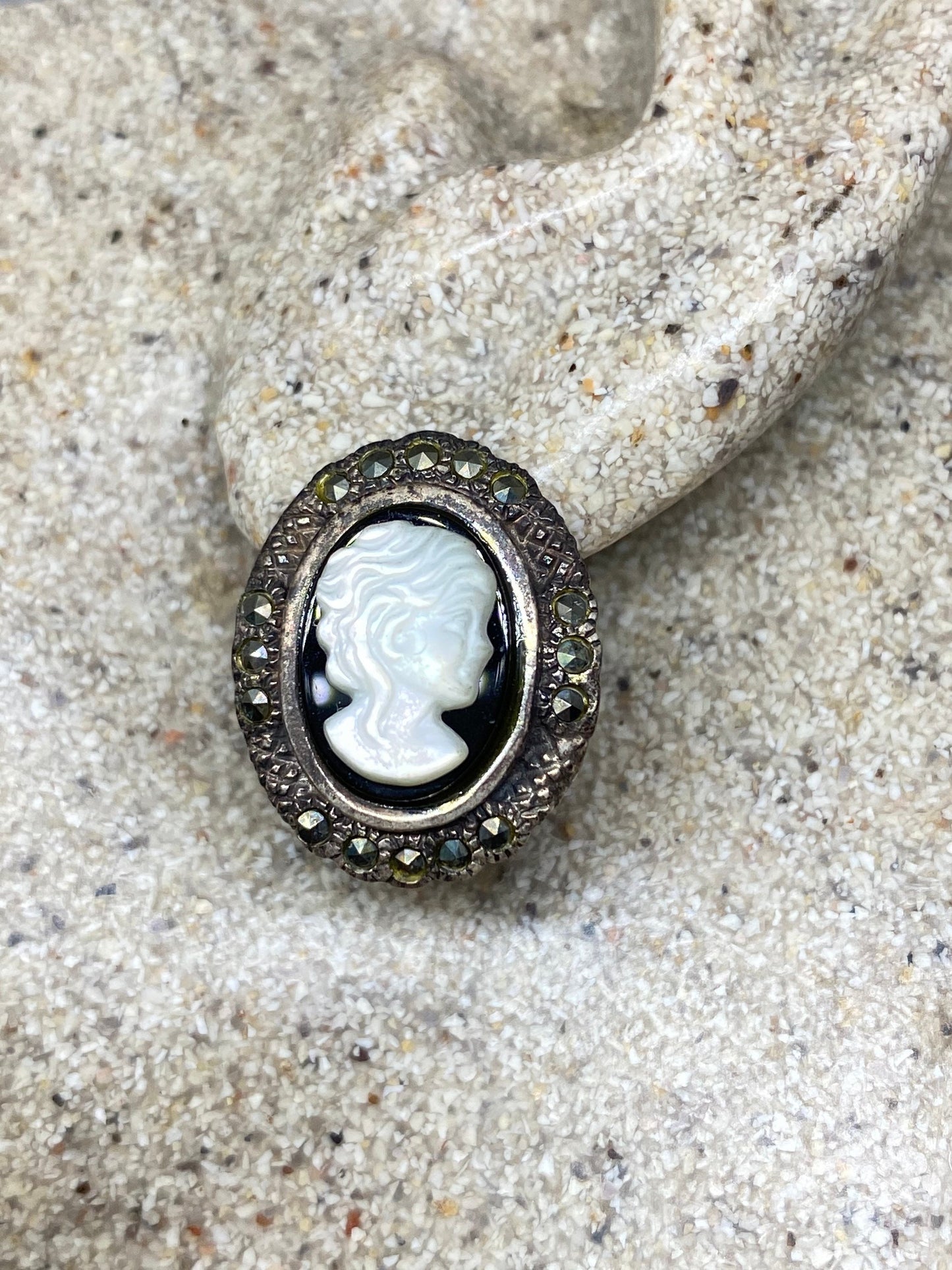 Vintage Black Onyx Cameo Earrings