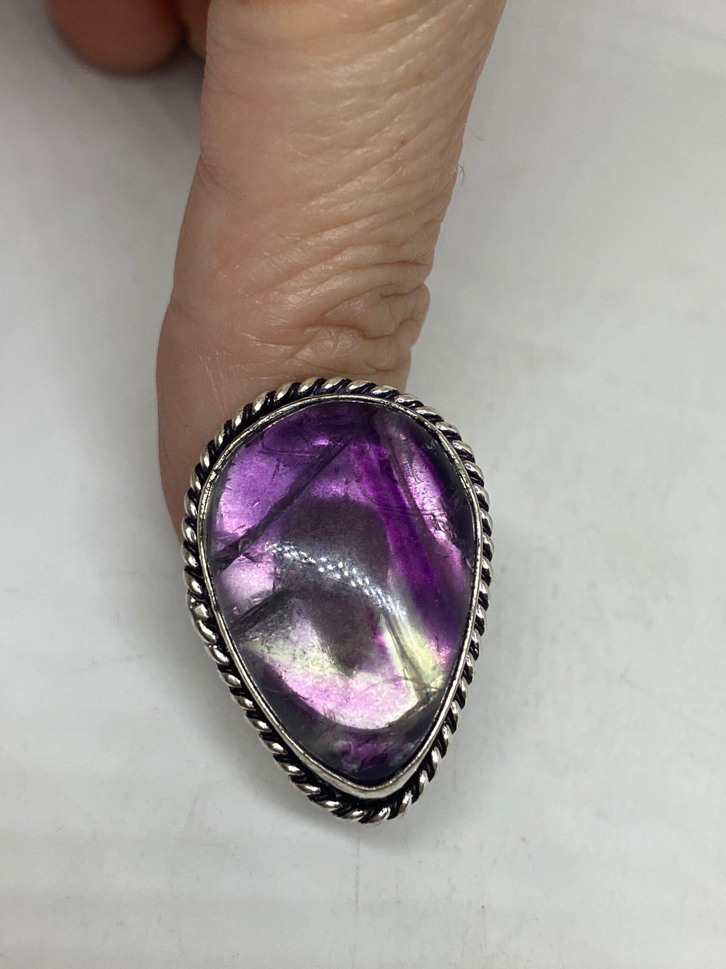 Vintage Genuine Purple Fluorite Ring Size 7