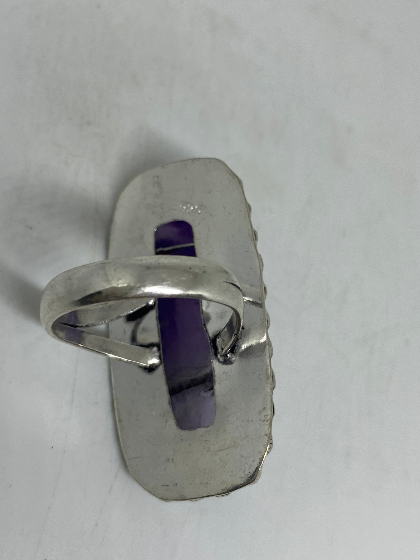 Vintage Boho Purple Amethyst Cocktail Ring Size 8