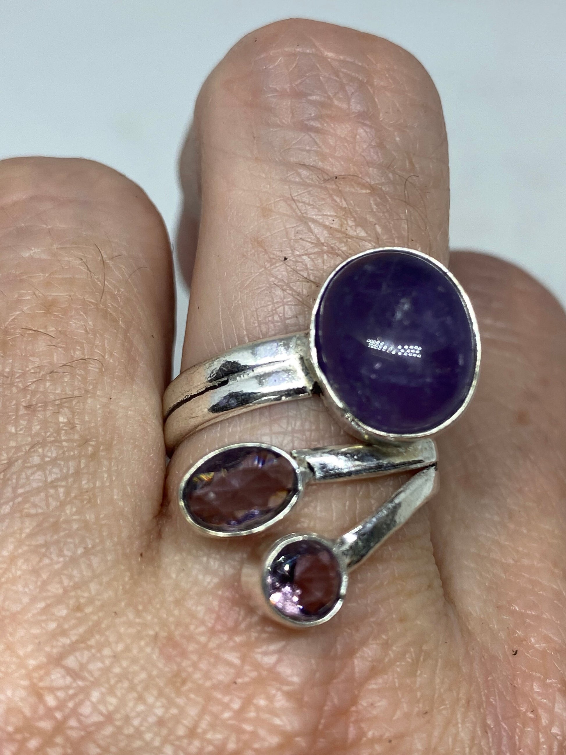 Vintage Genuine Amethyst Ring Adjustable