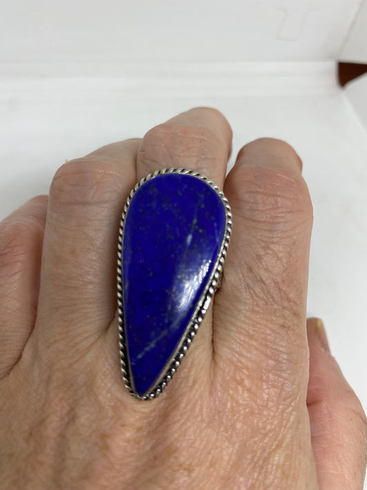 Vintage Blue Genuine Lapis Lazuli Ring Size 8