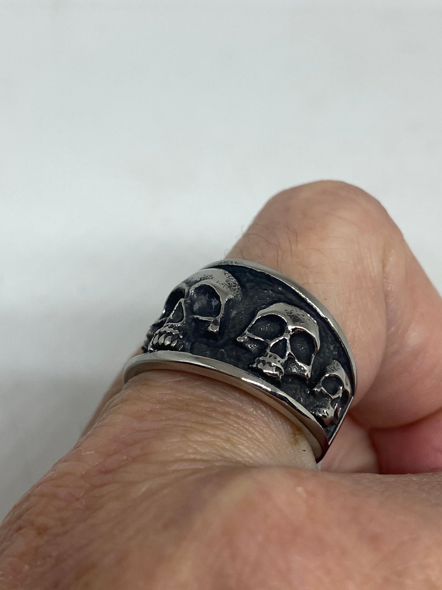 Vintage Gothic Stainless Steel Skulls Catacombs Mens Ring