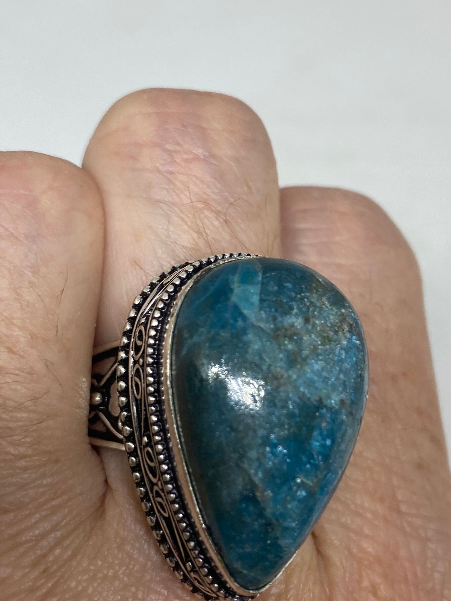 Vintage Genuine Blue Amazonite Silver Ring