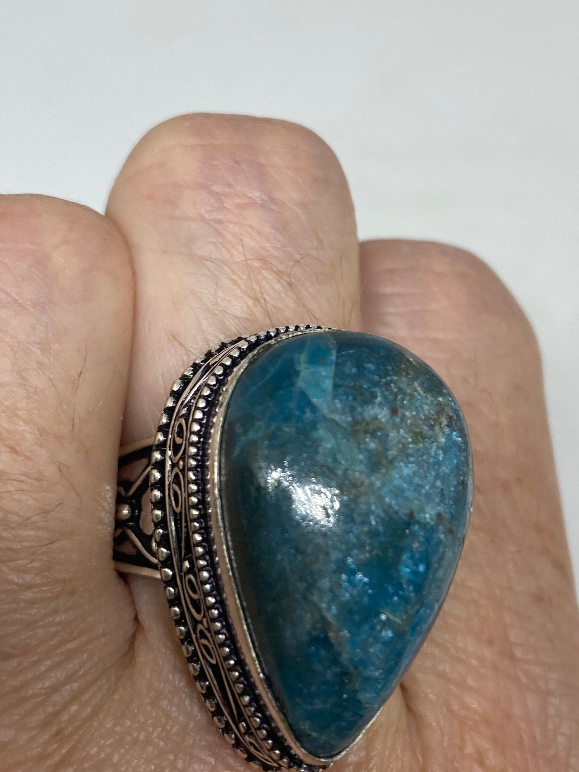 Vintage Genuine Blue Amazonite Silver Ring