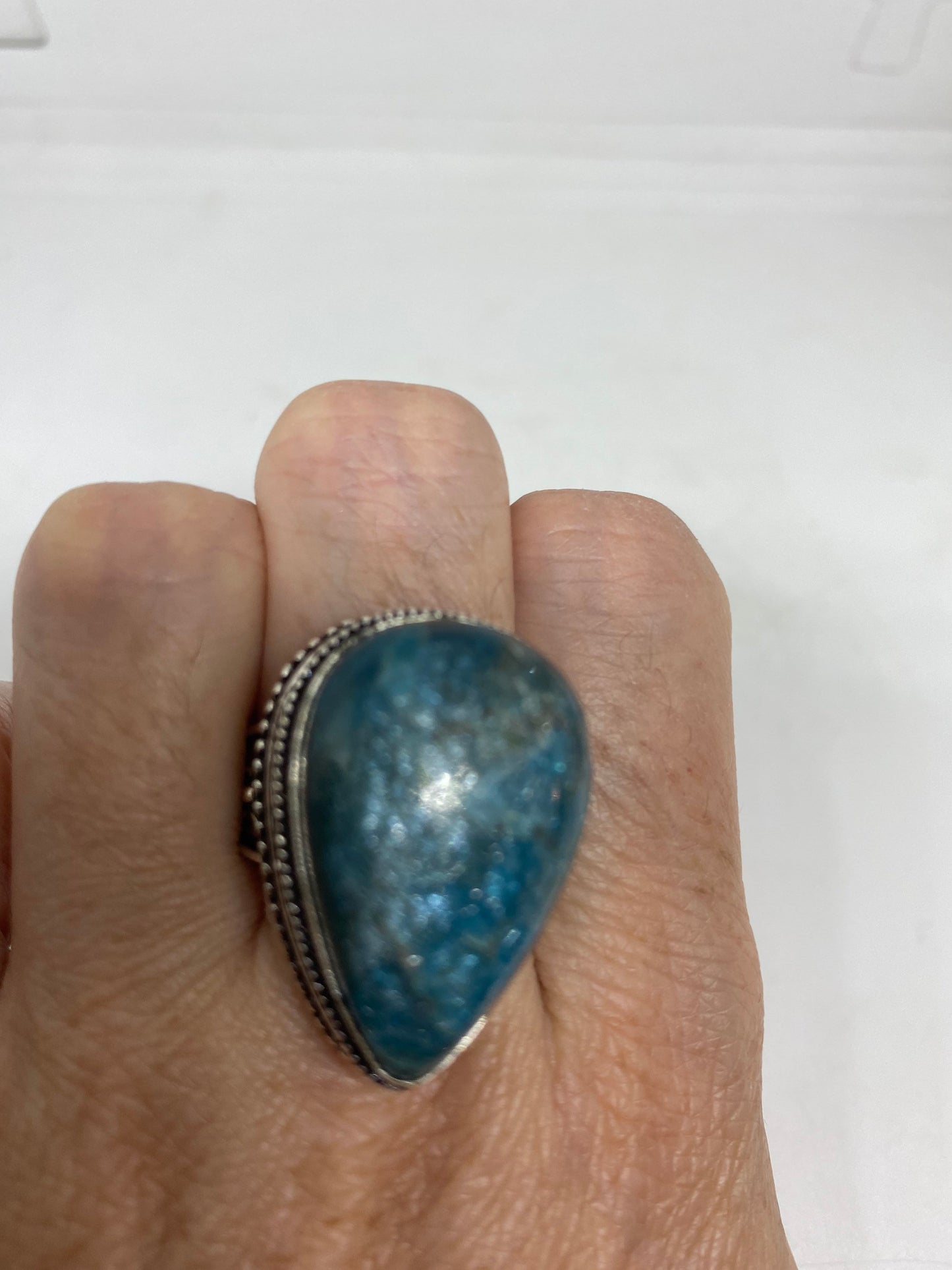 Vintage Genuine Blue Amazonite Silver Ring