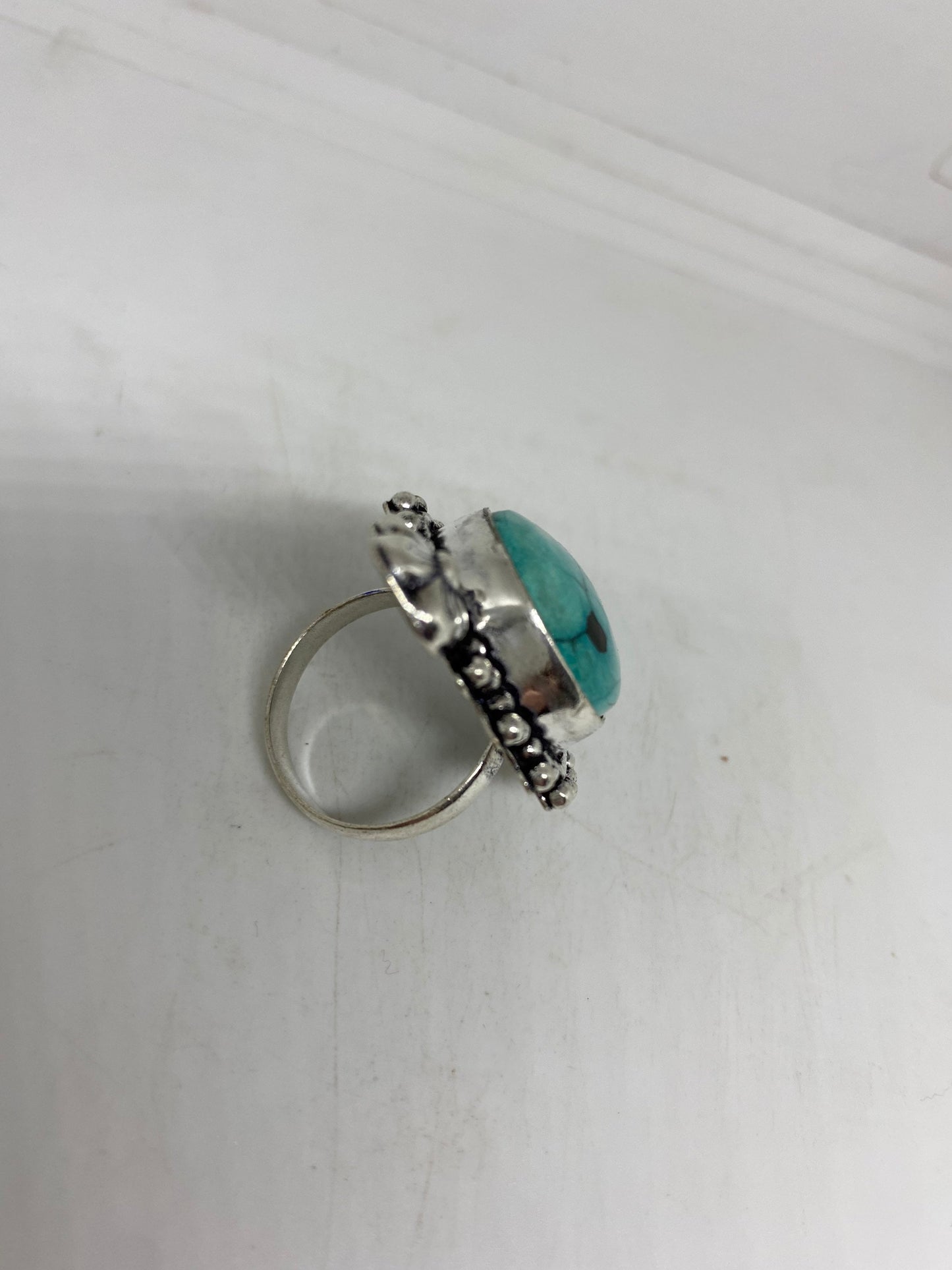 Vintage Blue Genuine Tibetan Turquoise Ring Size 7.5