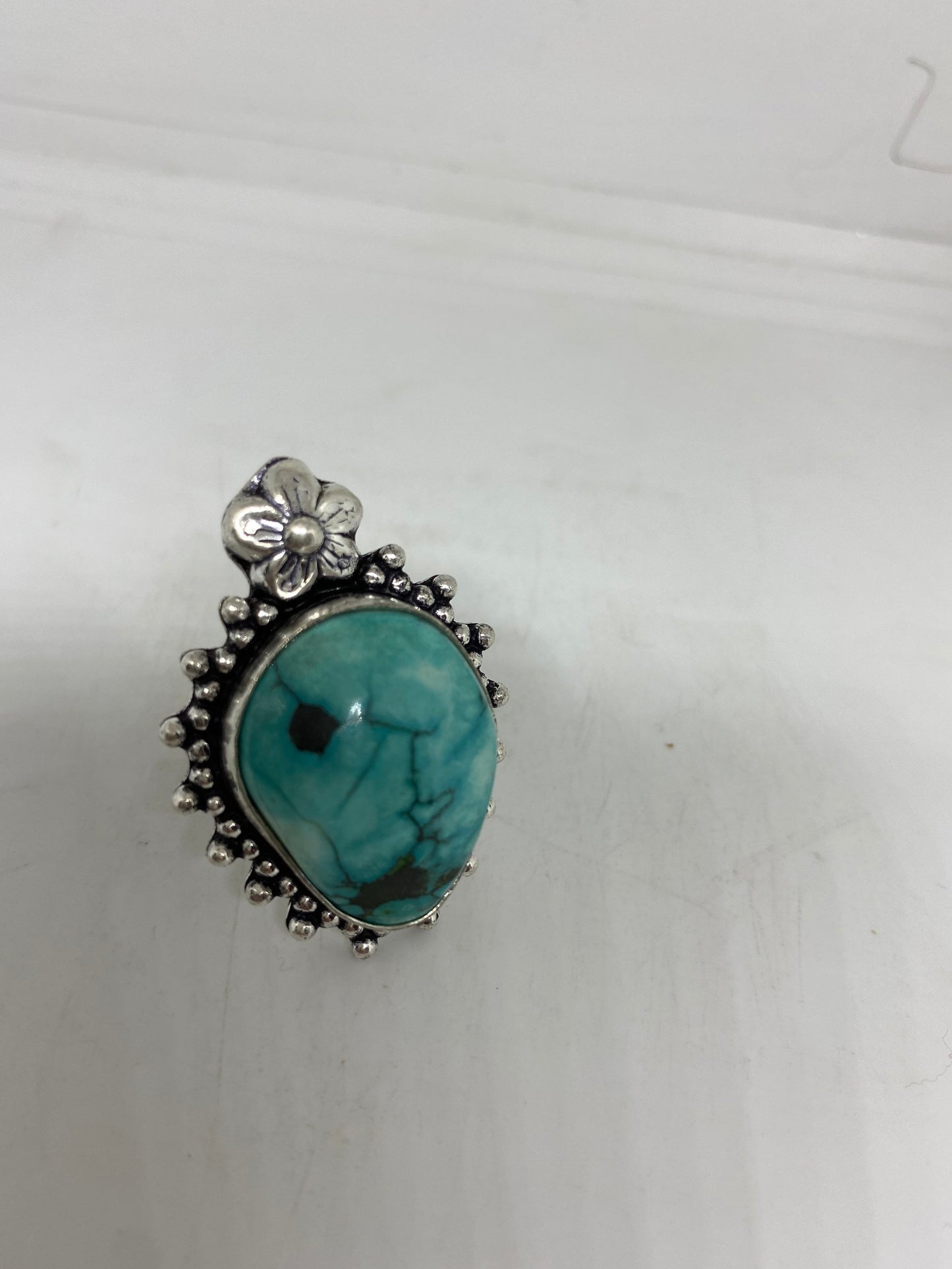 Vintage Blue Genuine Tibetan Turquoise Ring Size 7.5