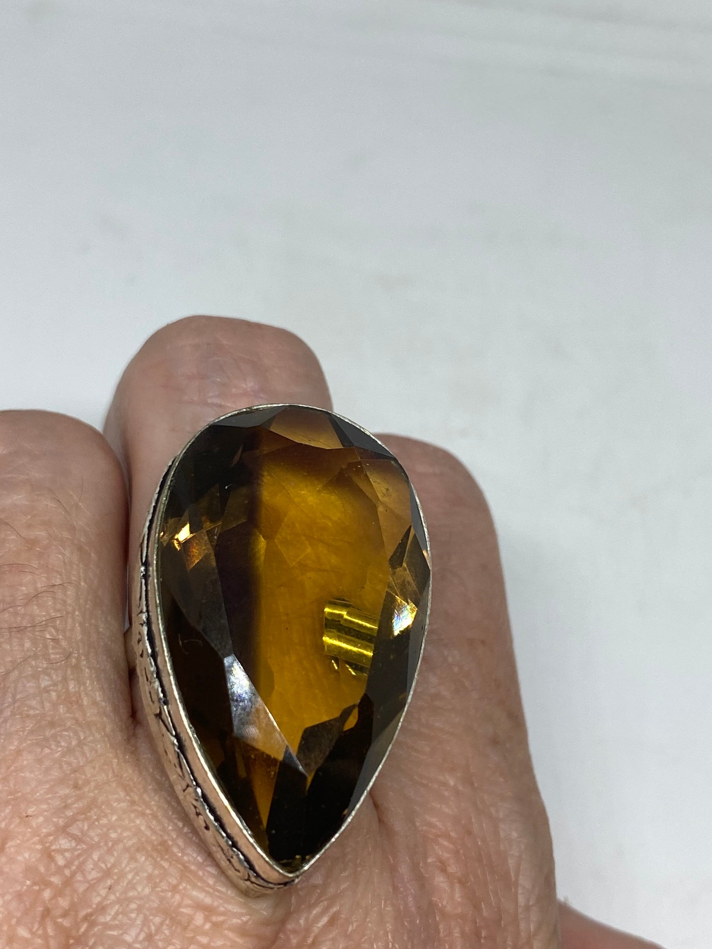 Vintage Topaz Vintage Art Glass Ring About 1.5 Inches Knuckle Ring