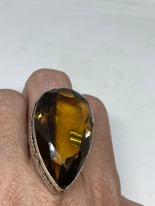 Vintage Topaz Vintage Art Glass Ring About 1.5 Inches Knuckle Ring