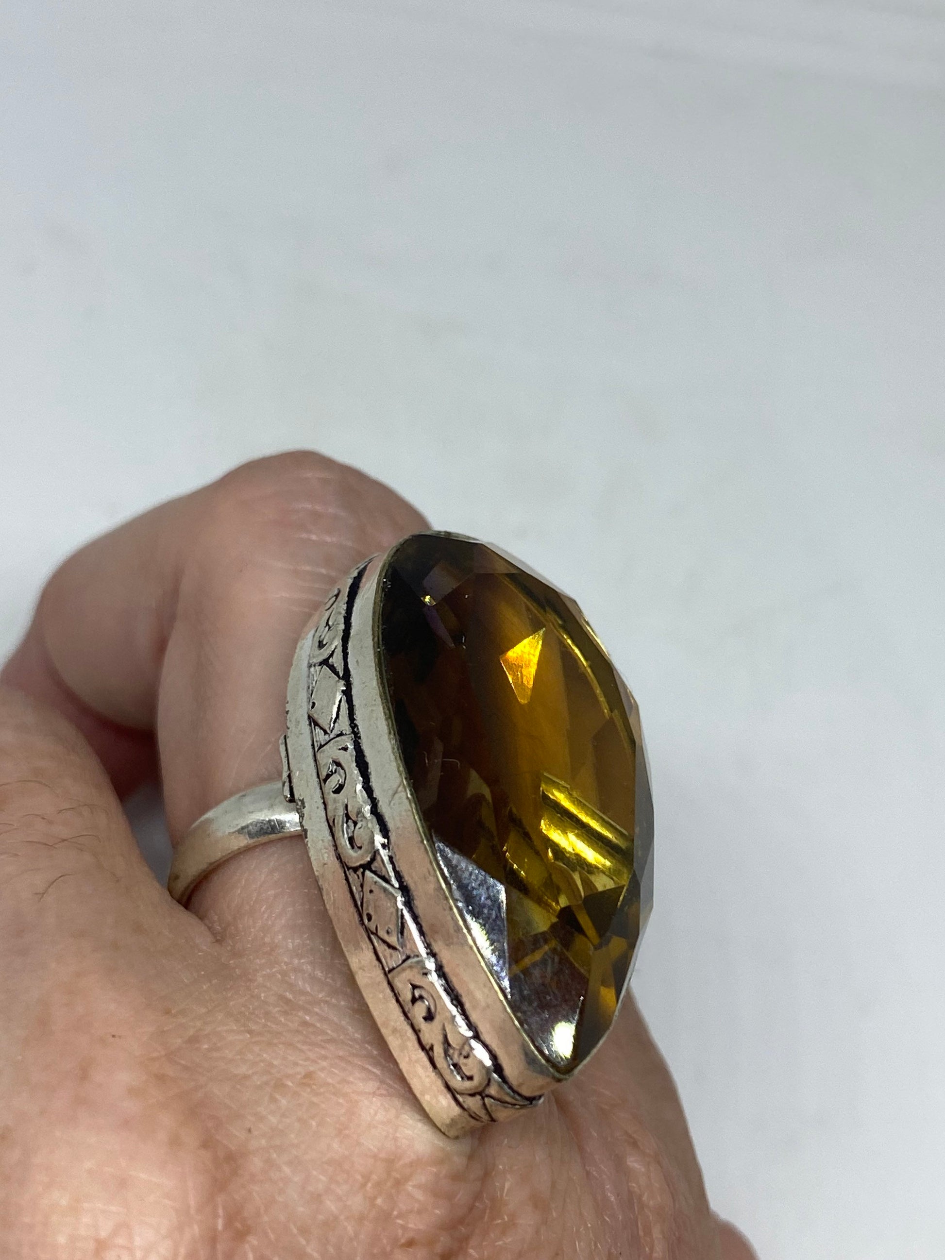 Vintage Topaz Vintage Art Glass Ring About 1.5 Inches Knuckle Ring