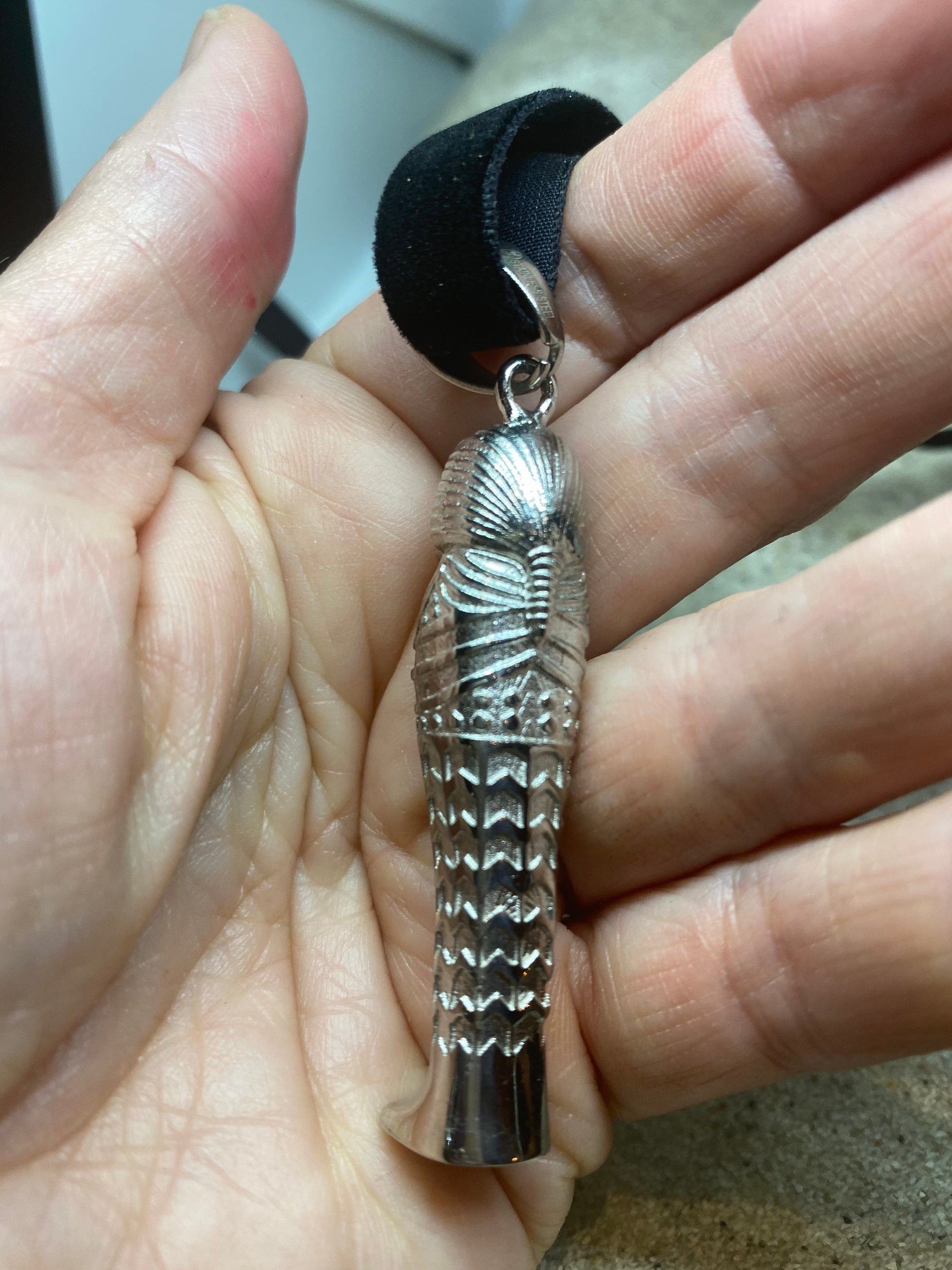 Vintage Silver Stainless Steel Egyptian Mummy Pendant Necklace