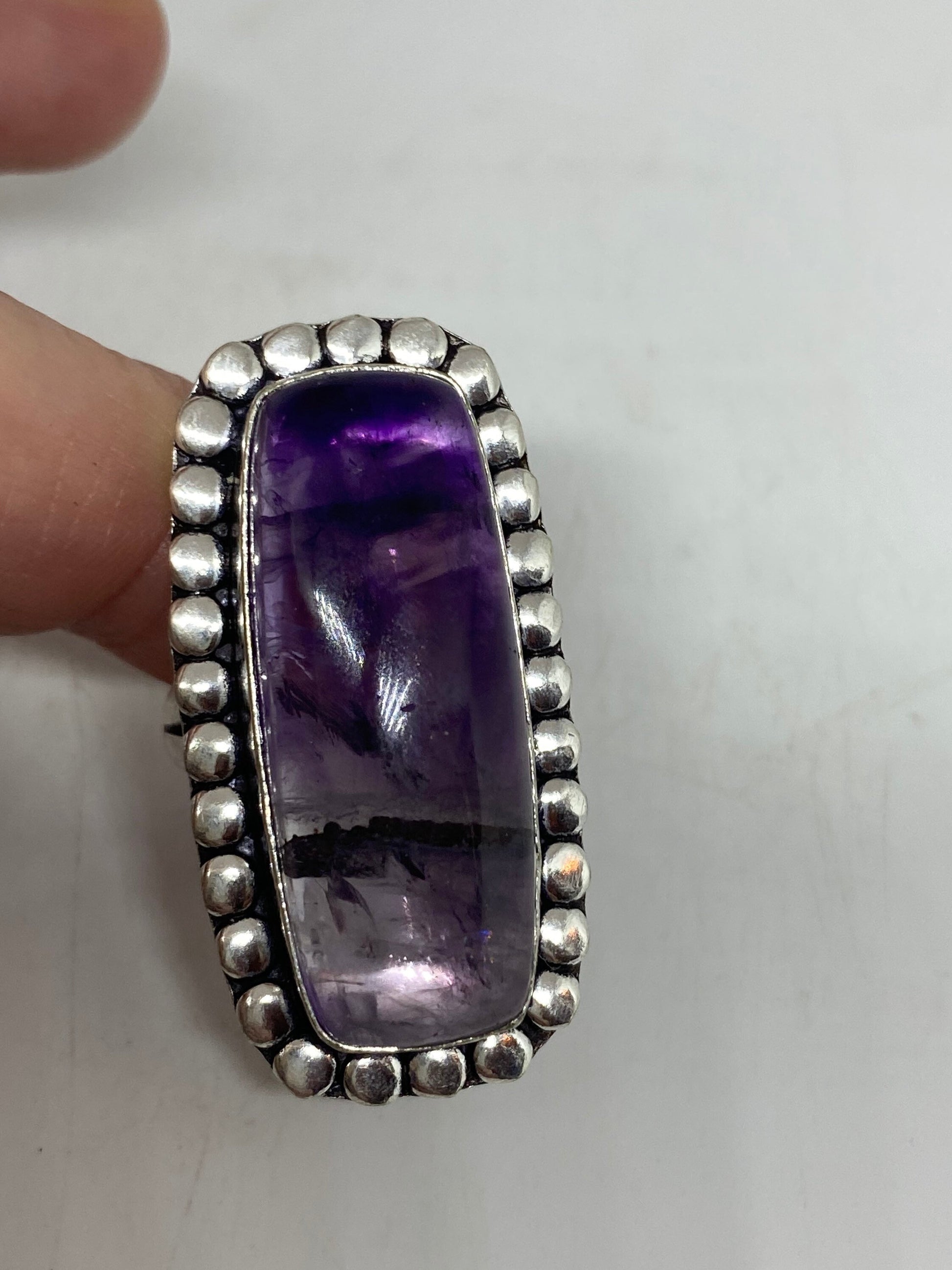 Vintage Boho Purple Amethyst Cocktail Ring Size 8