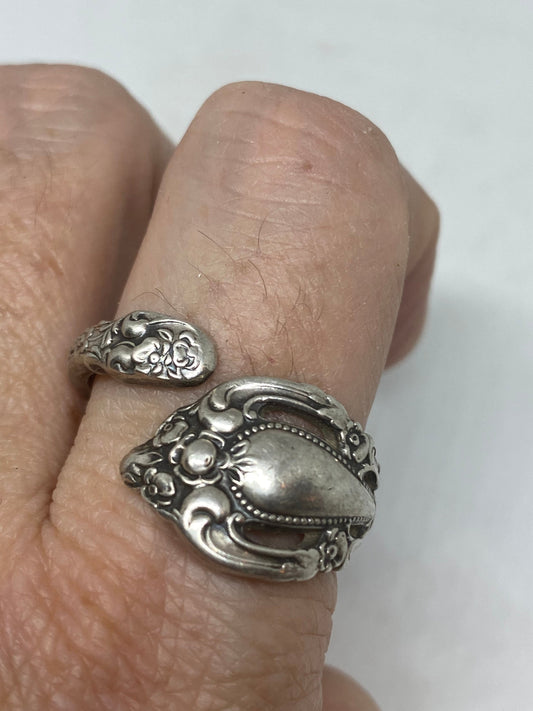 Vintage Sterling Silver Spoon Handle Adjustable Ring