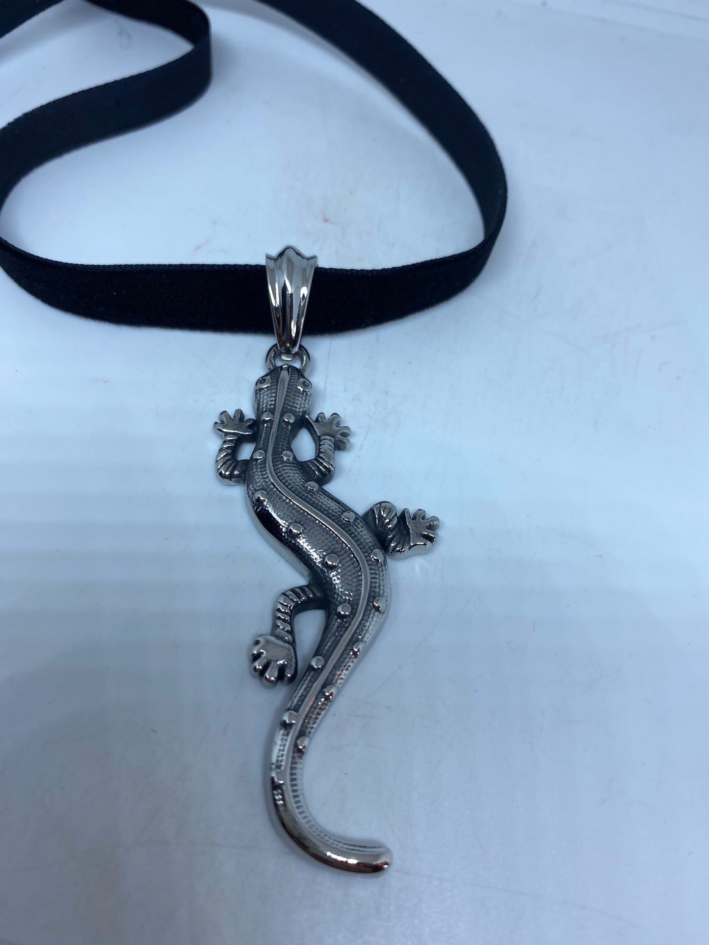 Vintage Handmade Stainless Steel Lizard Amulet Pendant