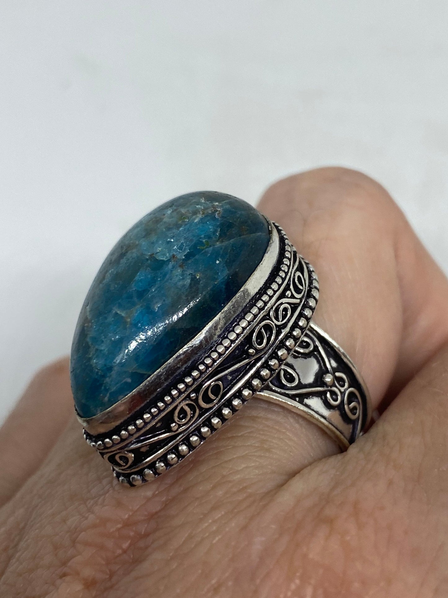 Vintage Genuine Blue Amazonite Silver Ring