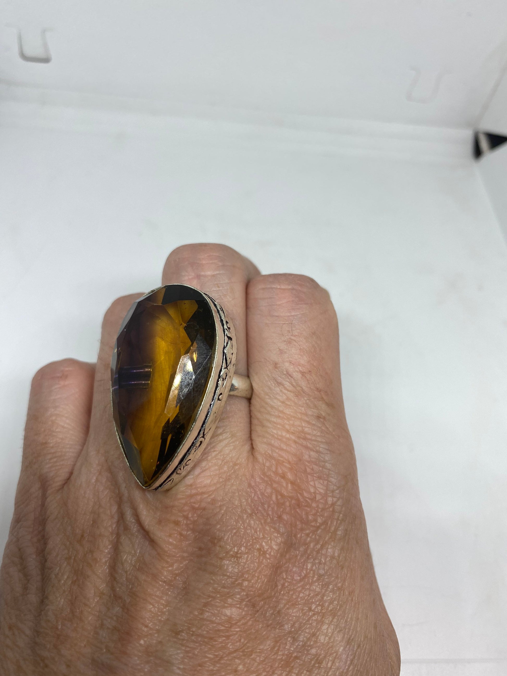 Vintage Topaz Vintage Art Glass Ring About 1.5 Inches Knuckle Ring