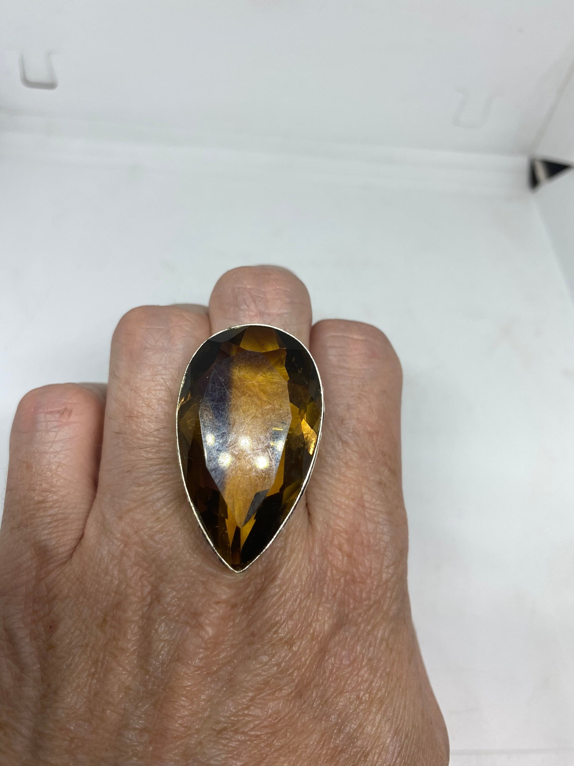 Vintage Topaz Vintage Art Glass Ring About 1.5 Inches Knuckle Ring