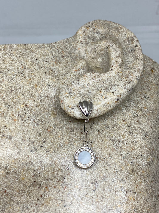 Vintage Genuine Mother of Pearl 925 Sterling Silver dangle earrings