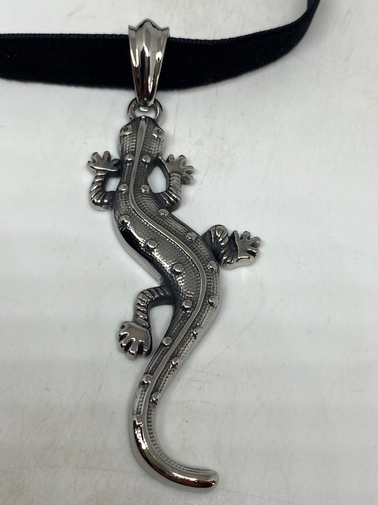 Vintage Handmade Stainless Steel Lizard Amulet Pendant
