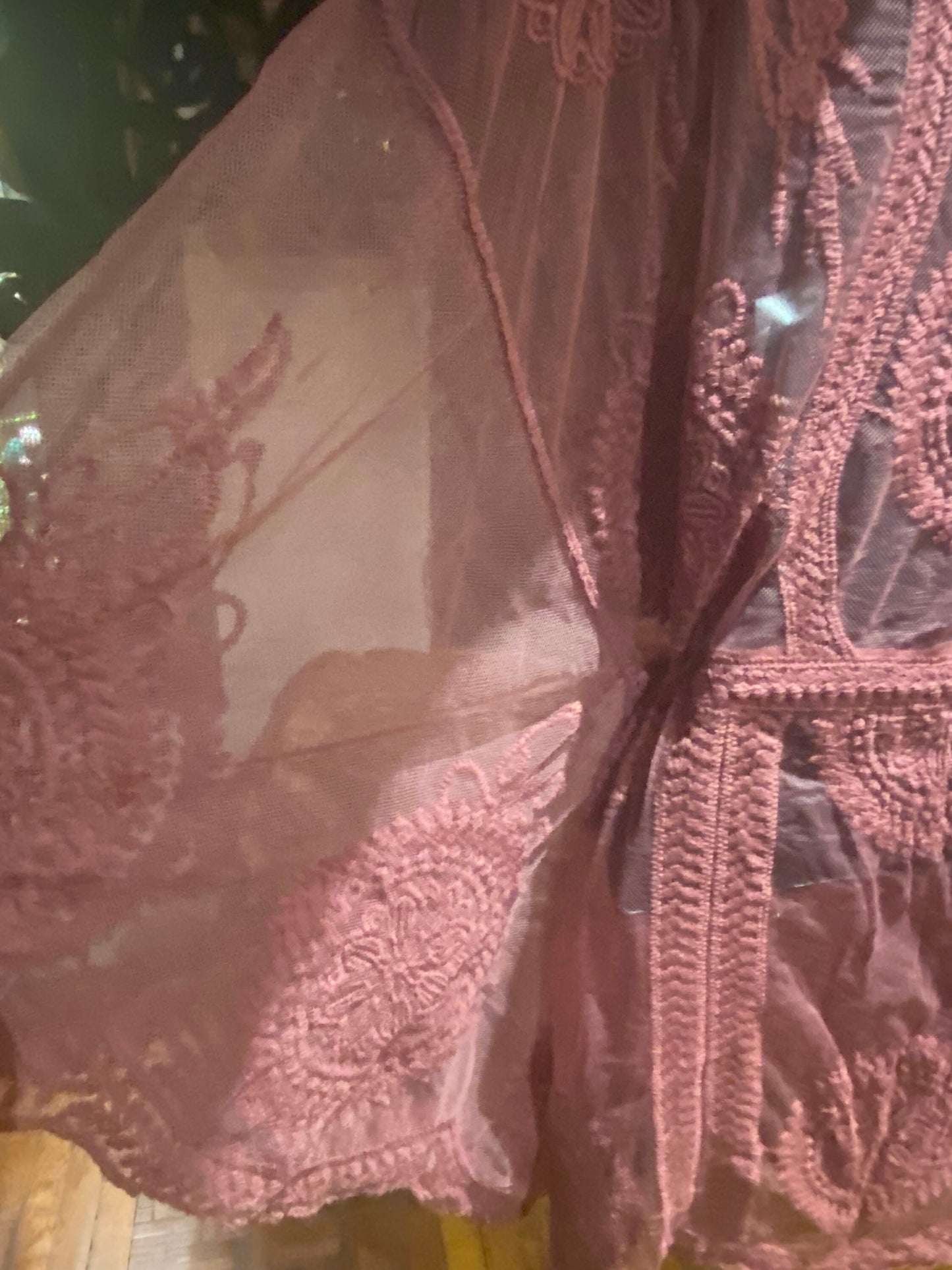 Vintage Style Pink Lace Embroidered kimono jacket