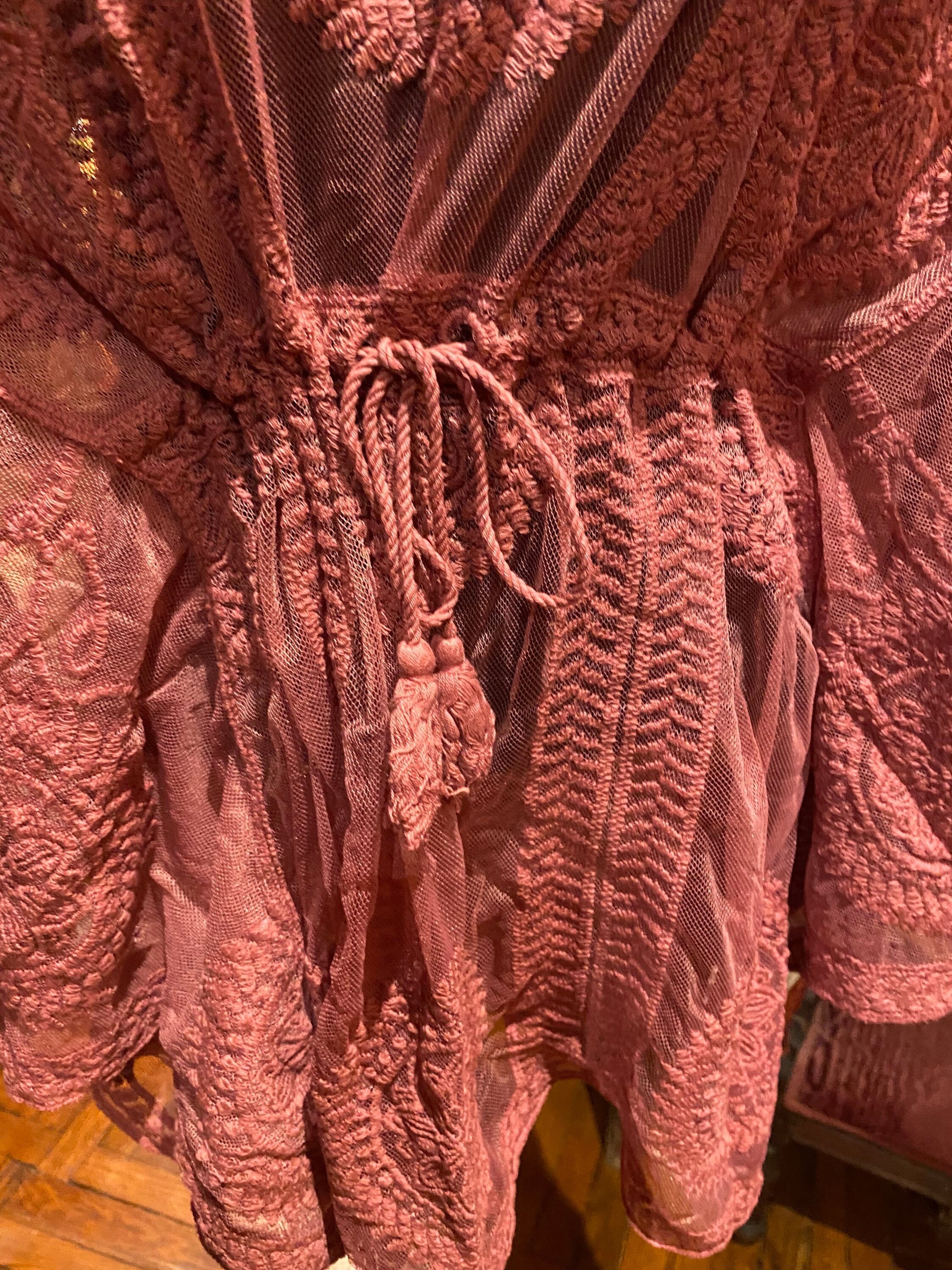 Vintage Style Pink Lace Embroidered kimono jacket