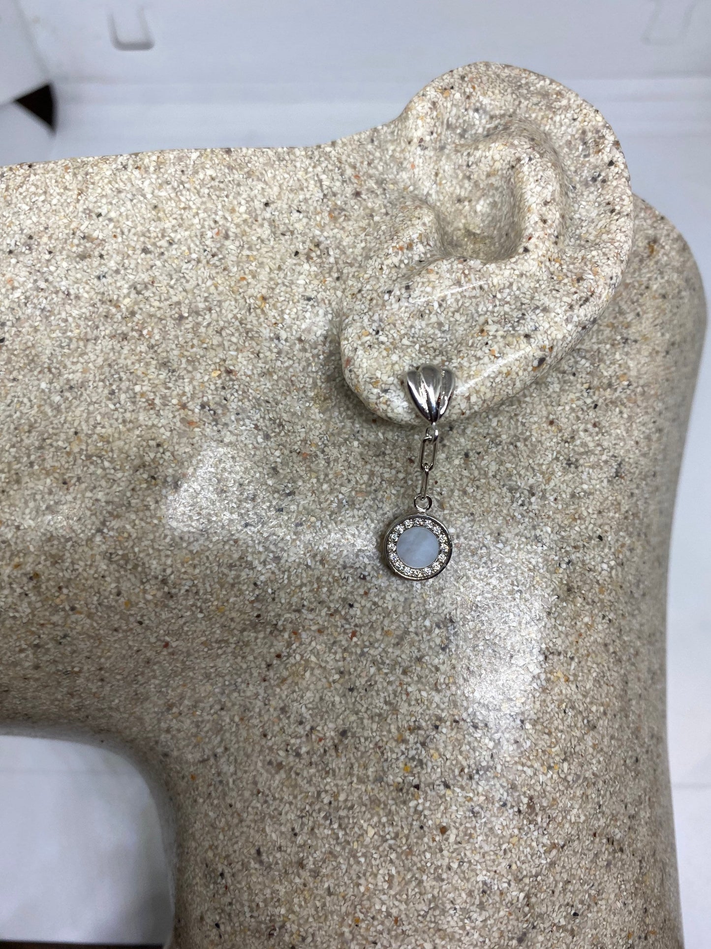 Vintage Genuine Mother of Pearl 925 Sterling Silver dangle earrings