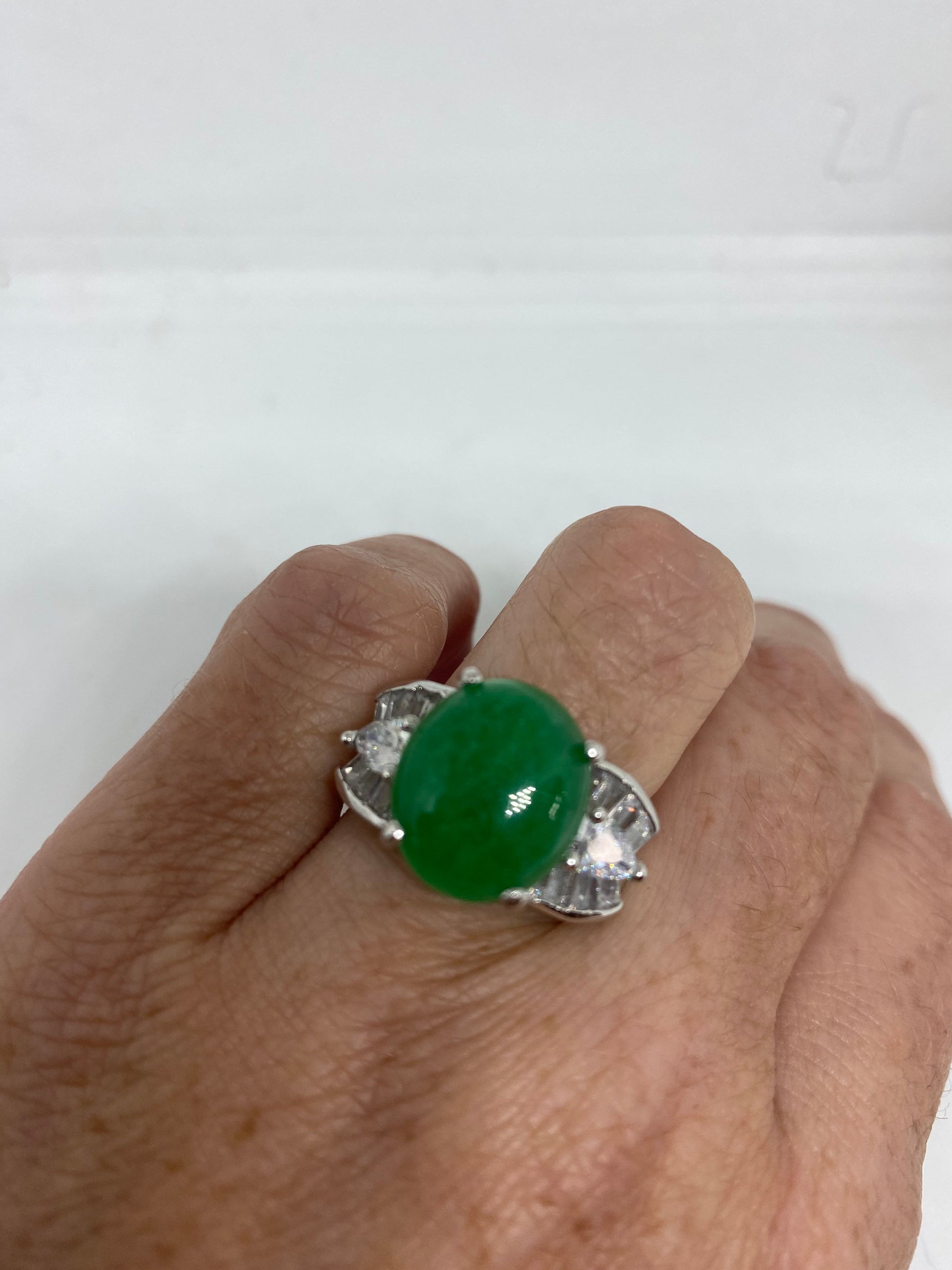 Vintage Lucky Green Nephrite Jade Ring