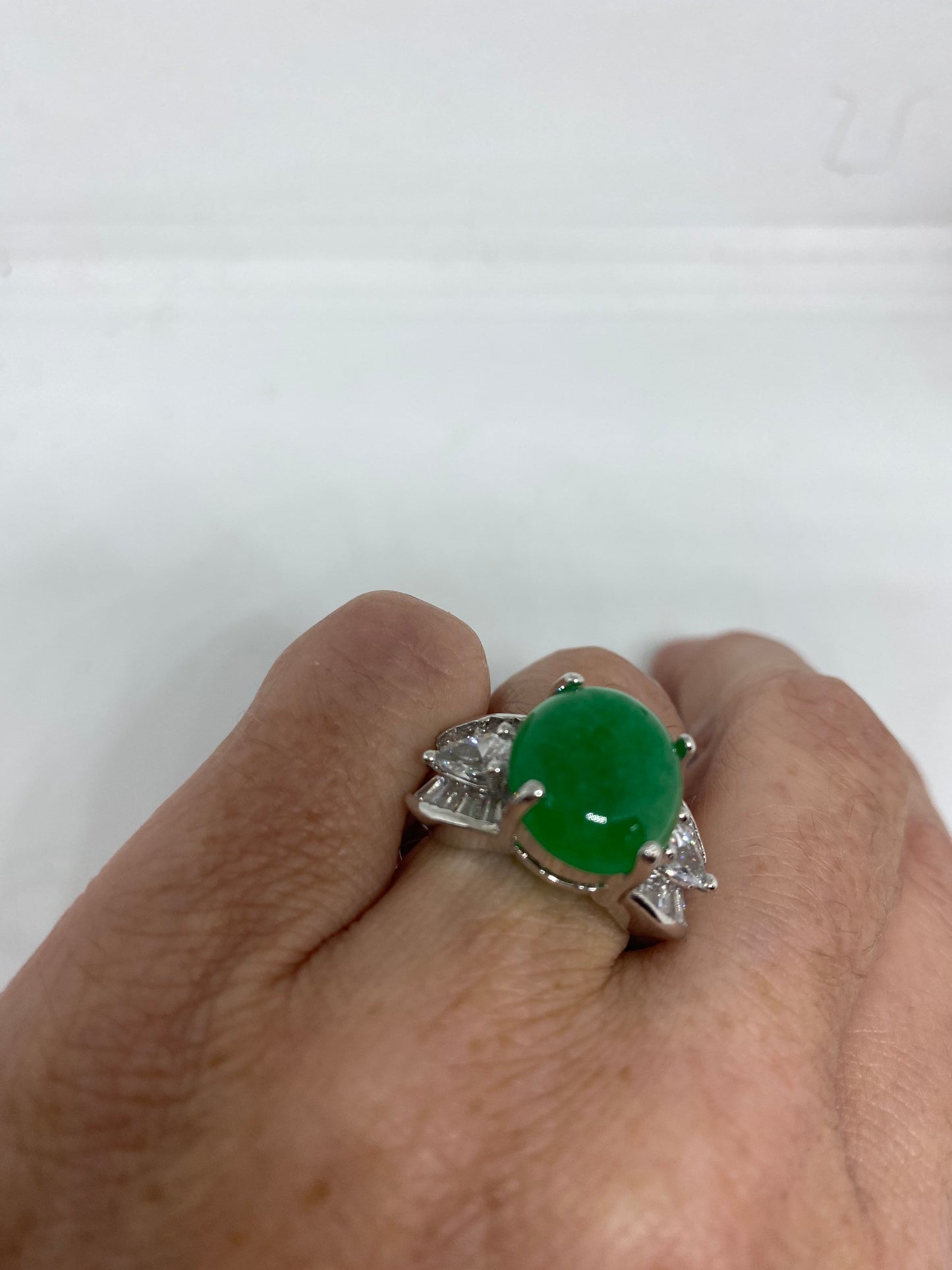 Vintage Lucky Green Nephrite Jade Ring