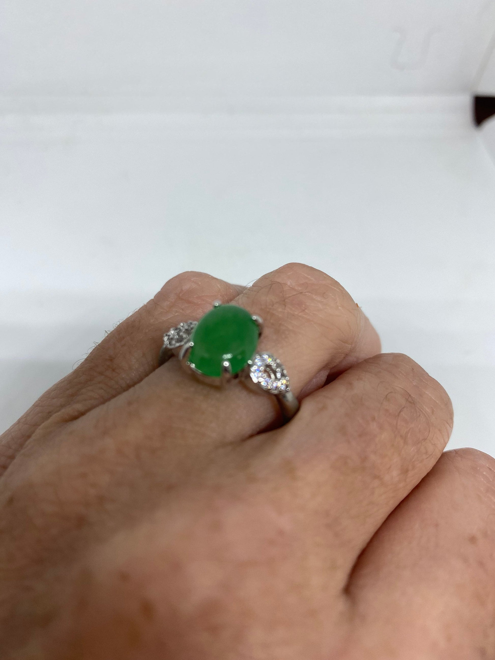 Vintage Lucky Green Nephrite Jade Ring