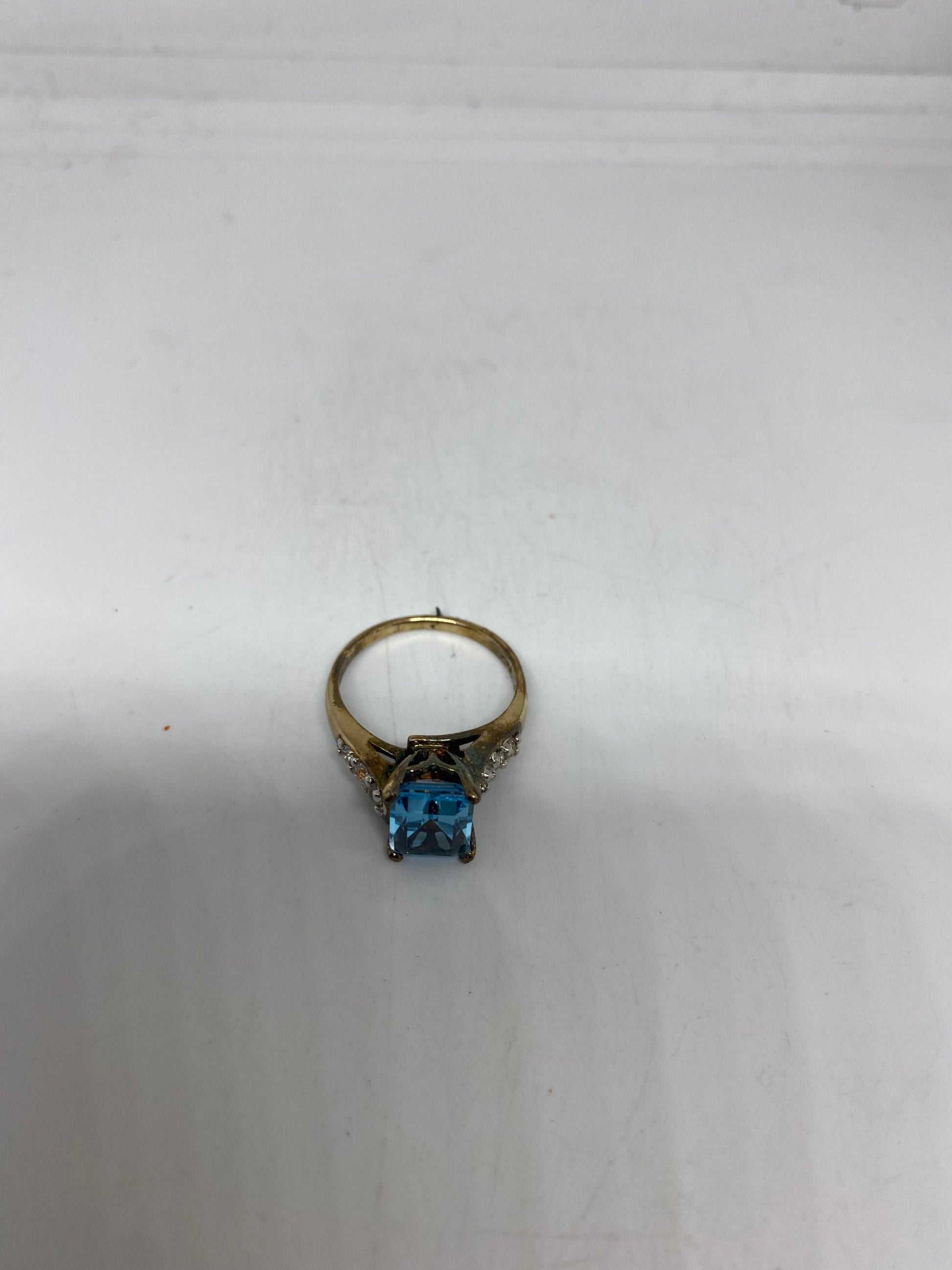 Vintage Blue Topaz Ring 925 Sterling Silver Cocktail