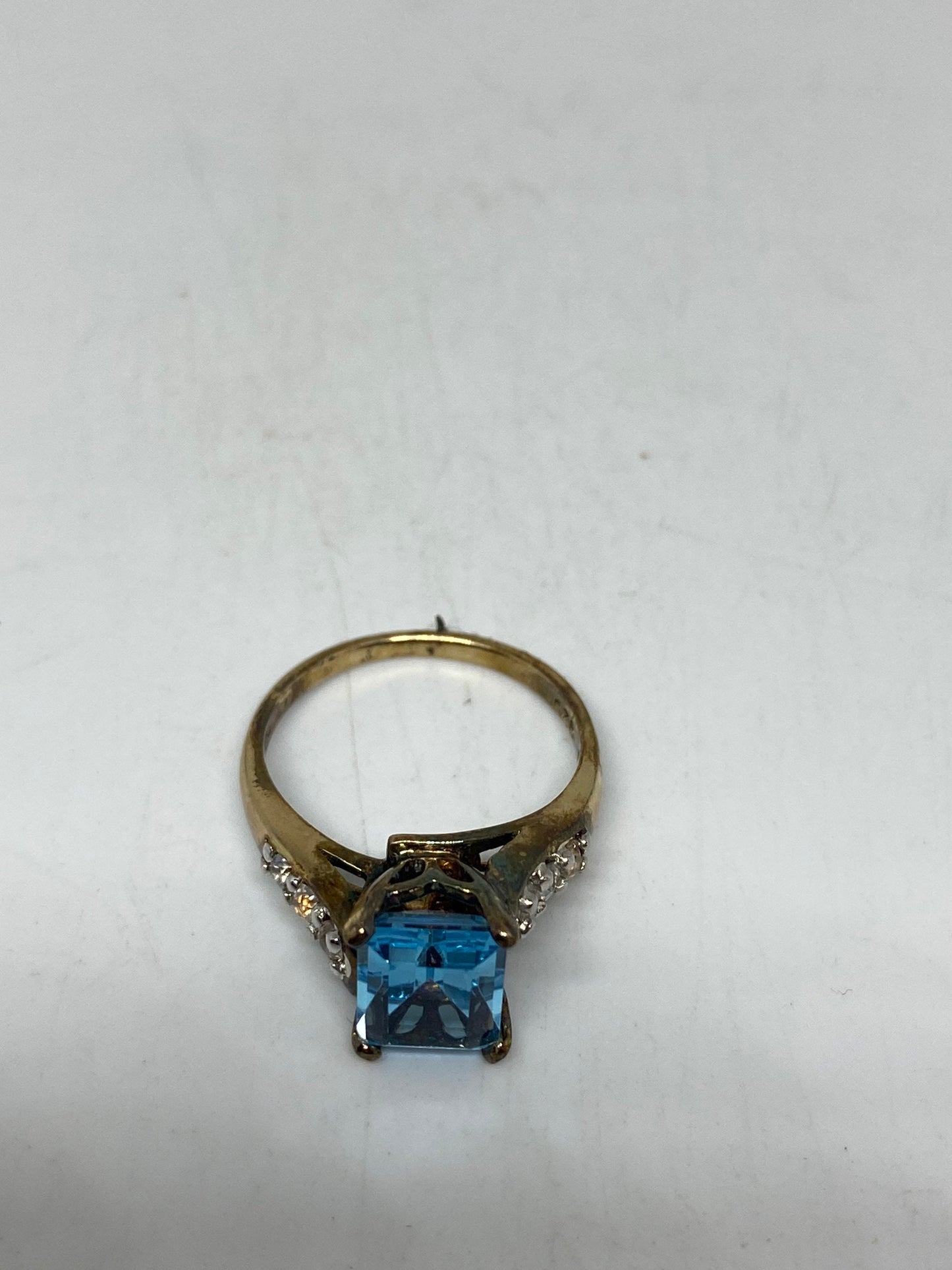 Vintage Blue Topaz Ring 925 Sterling Silver Cocktail