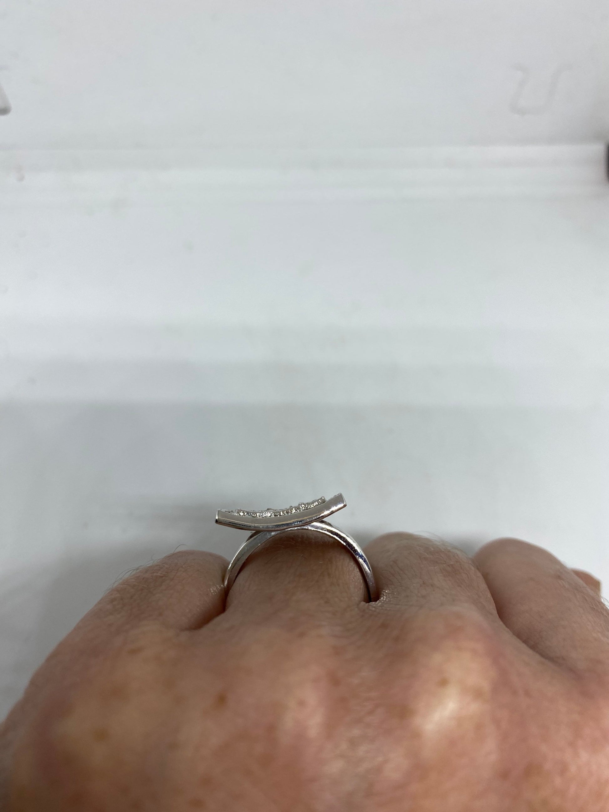 Vintage Clear White Sapphire 925 Sterling Silver Cocktail Ring