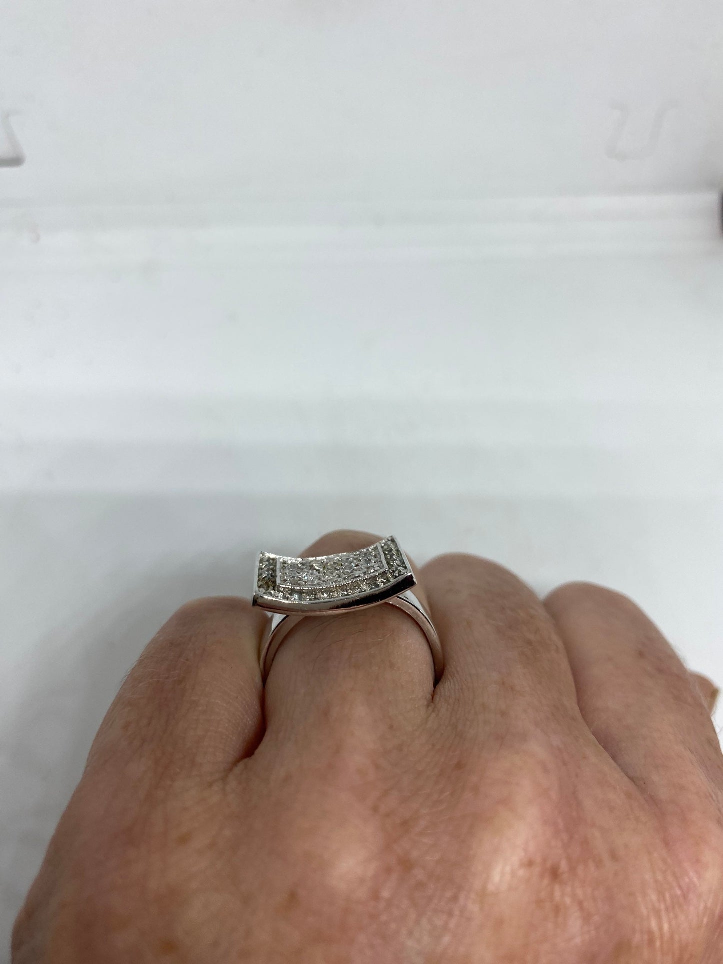 Vintage Clear White Sapphire 925 Sterling Silver Cocktail Ring