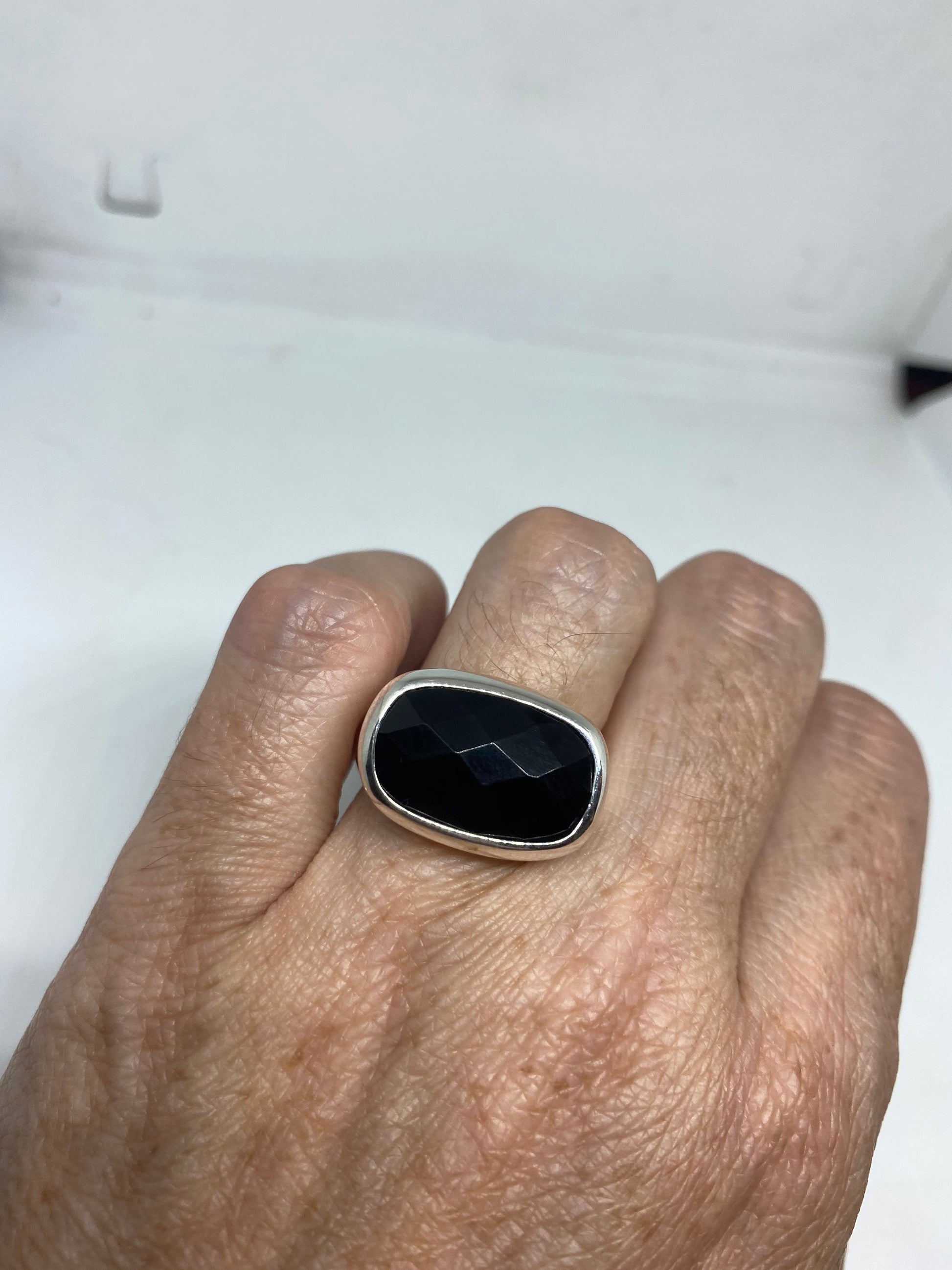Vintage Black Onyx 925 Sterling Silver Ring