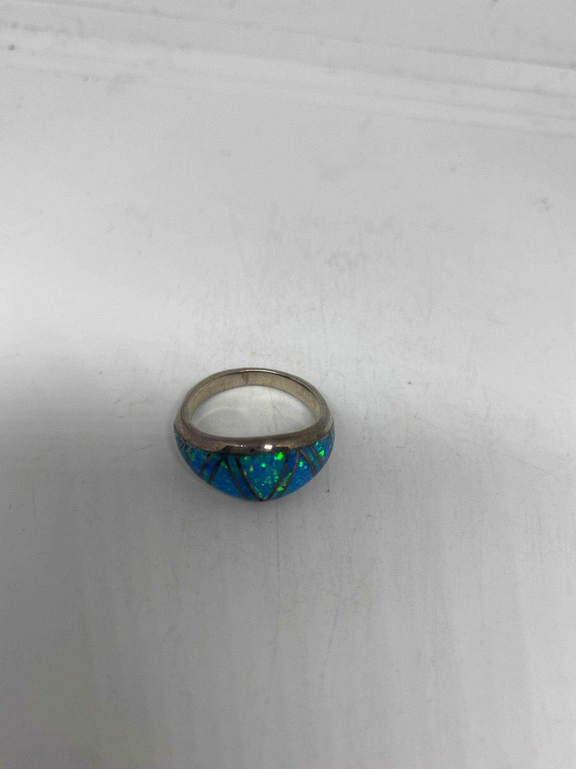 Vintage Opal 925 Sterling Silver Inlay Ring