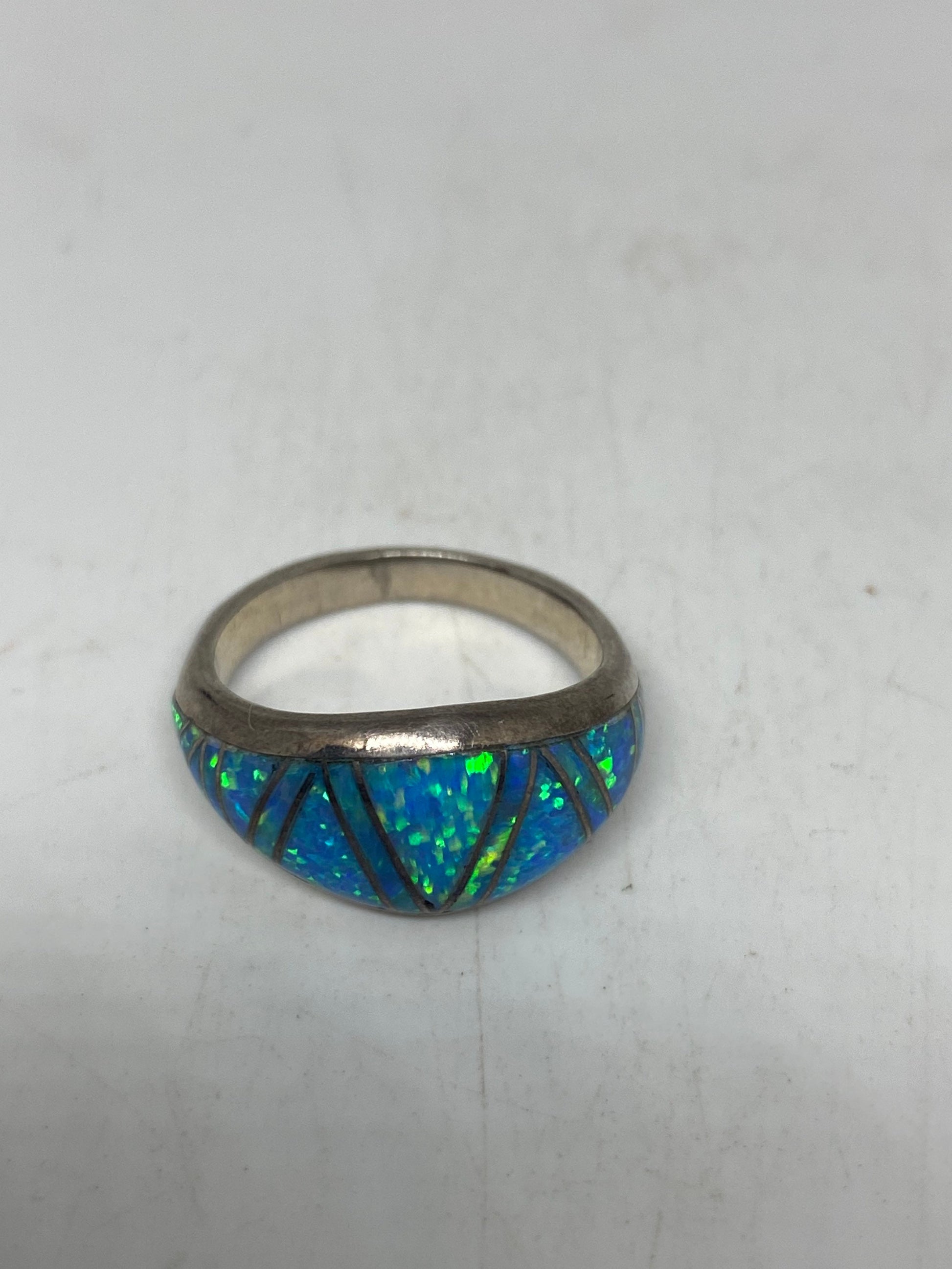 Vintage Opal 925 Sterling Silver Inlay Ring