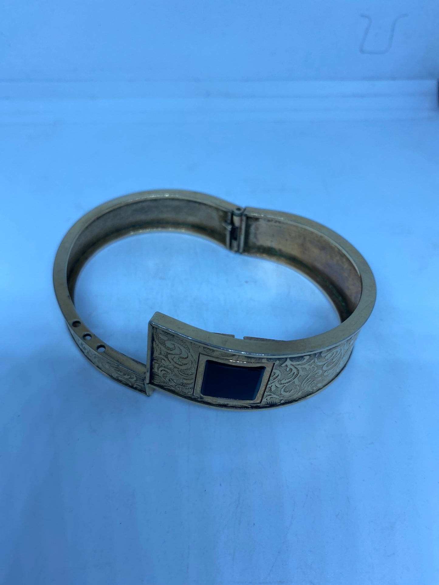 Vintage Bangle Bracelet Gold filled Black Onyx