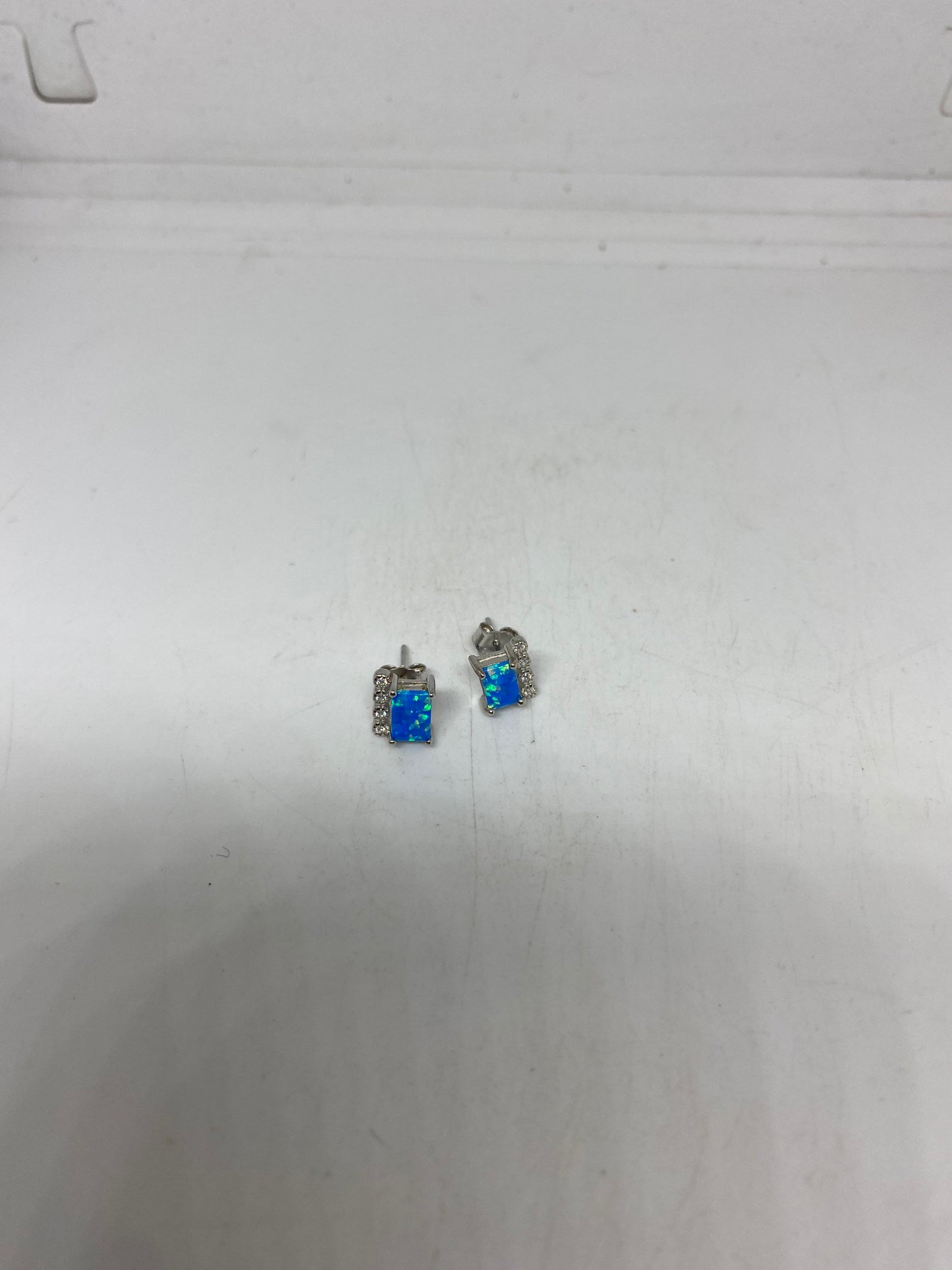 Vintage Opal Earrings 925 Sterling Silver Stud Button