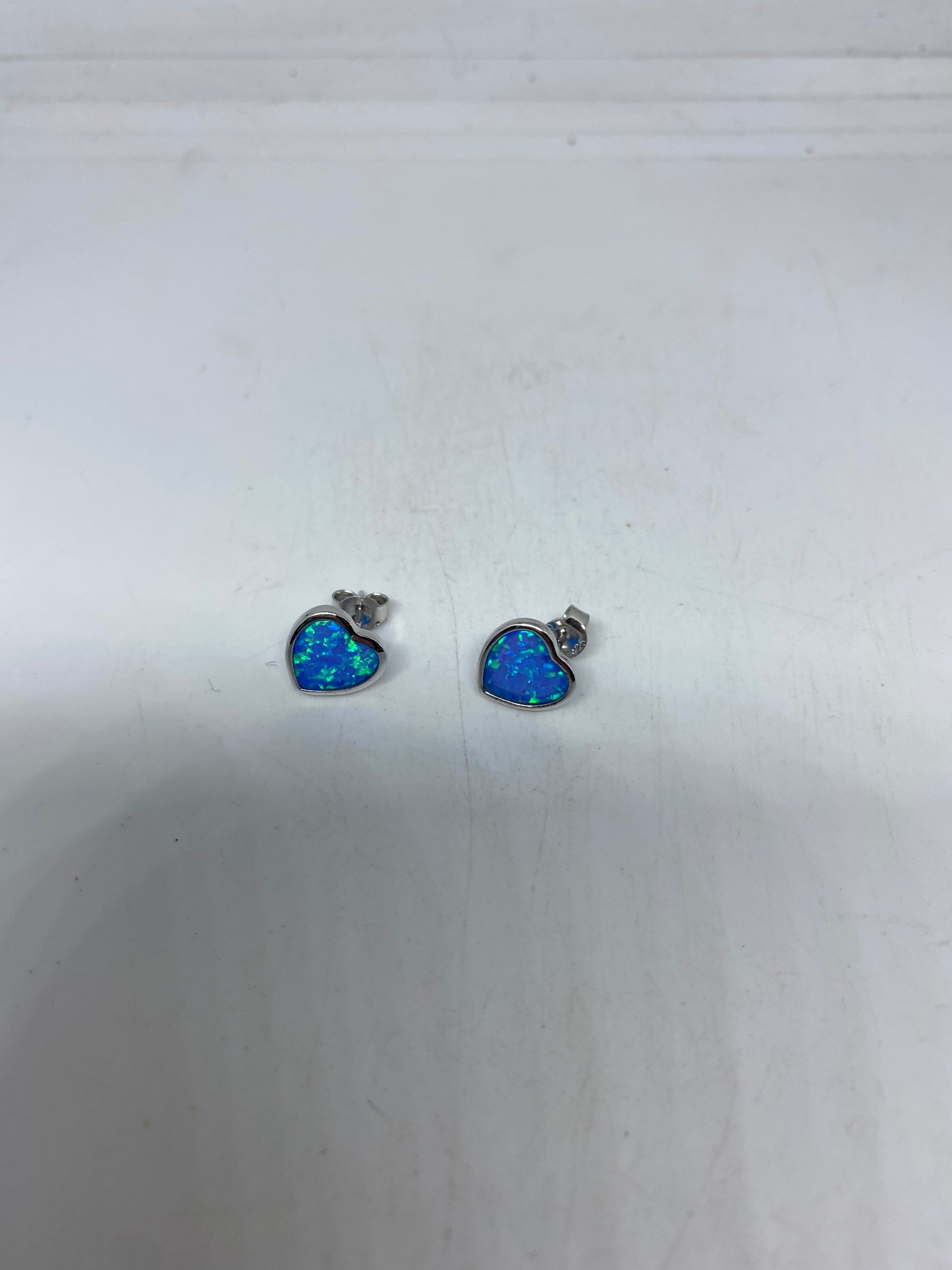 Vintage Opal Earrings 925 Sterling Silver Stud Button