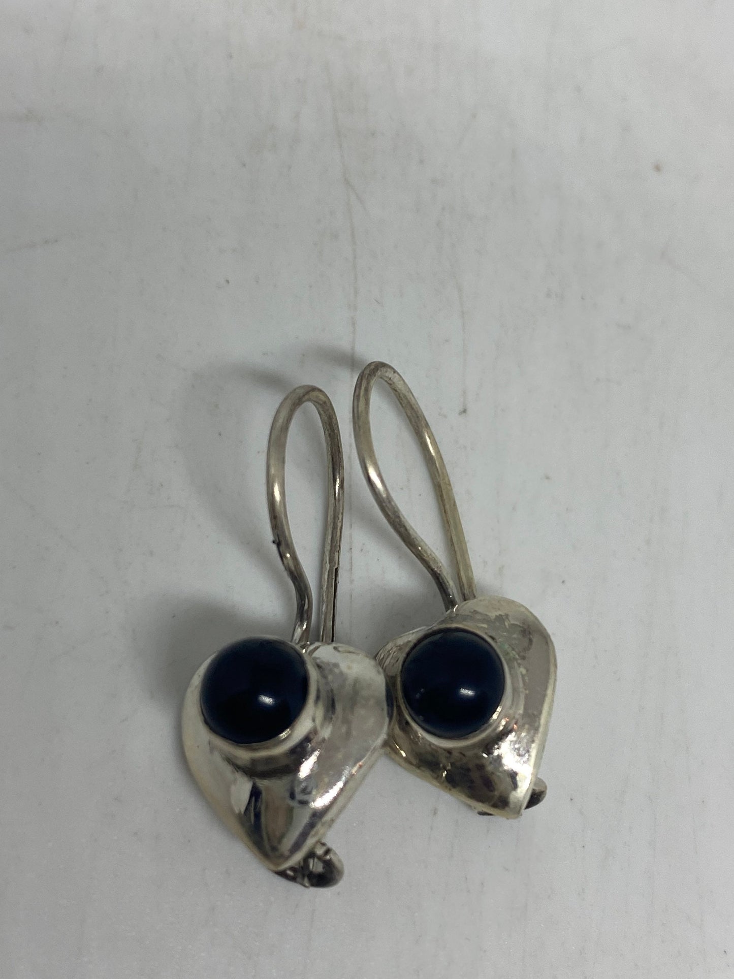 Vintage Black Earring Onyx 925 Sterling Silver Deco Dangle Chandelier