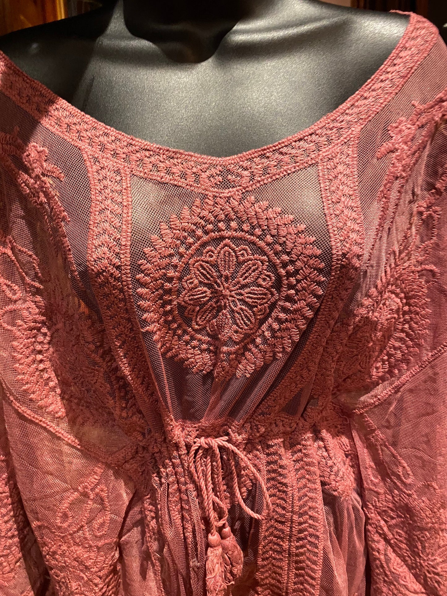 Vintage Style Pink Lace Embroidered kimono jacket