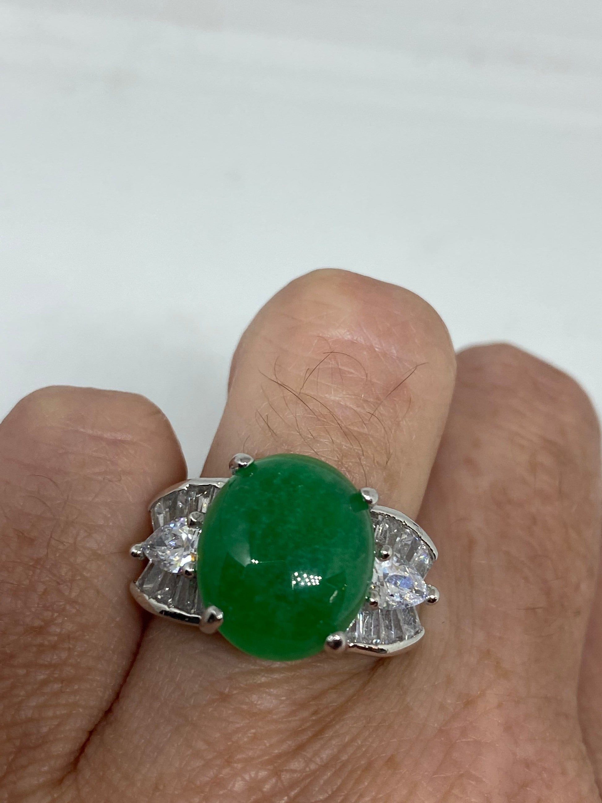 Vintage Lucky Green Nephrite Jade Ring