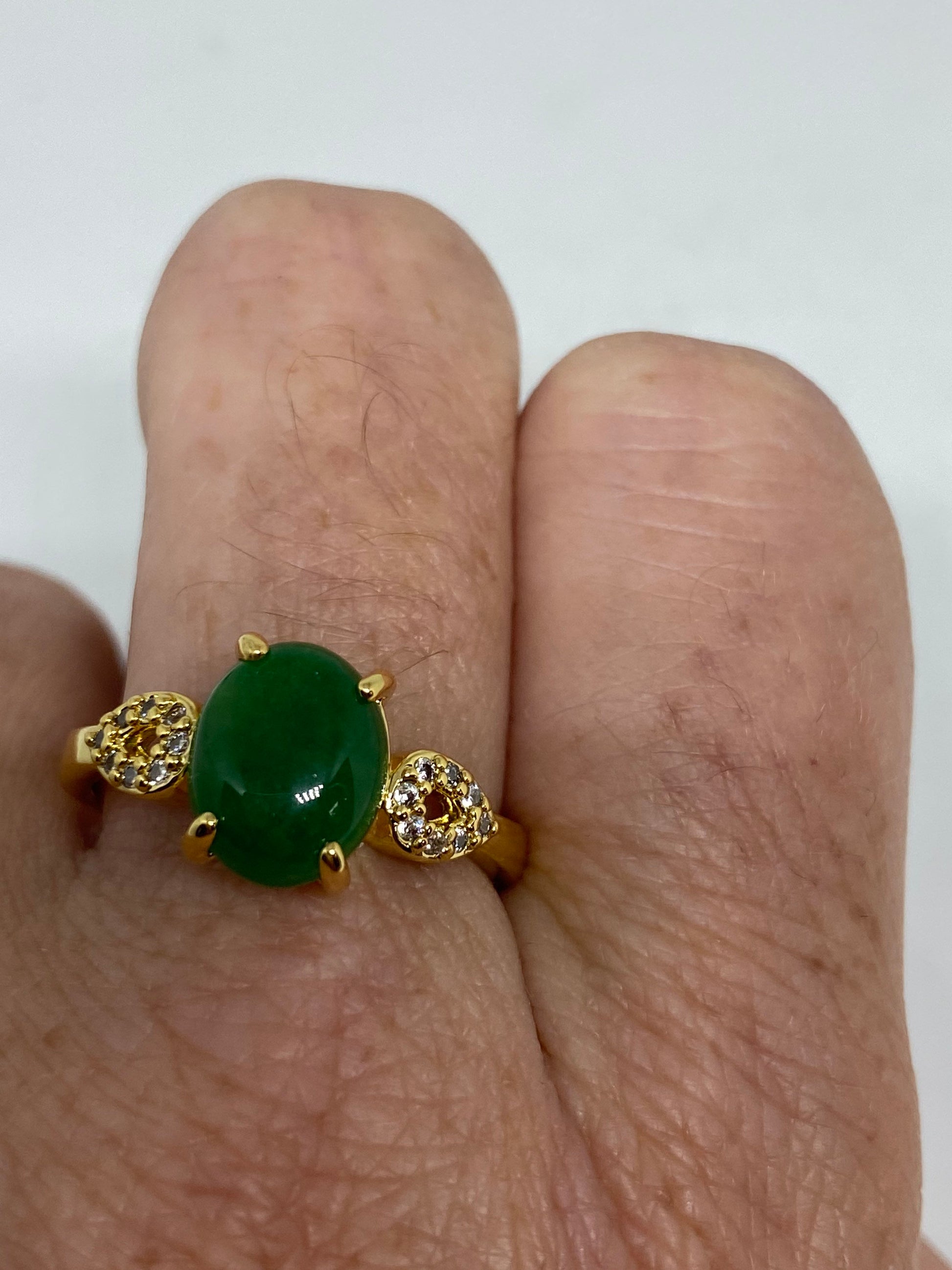 Vintage Lucky Green Nephrite Jade Ring