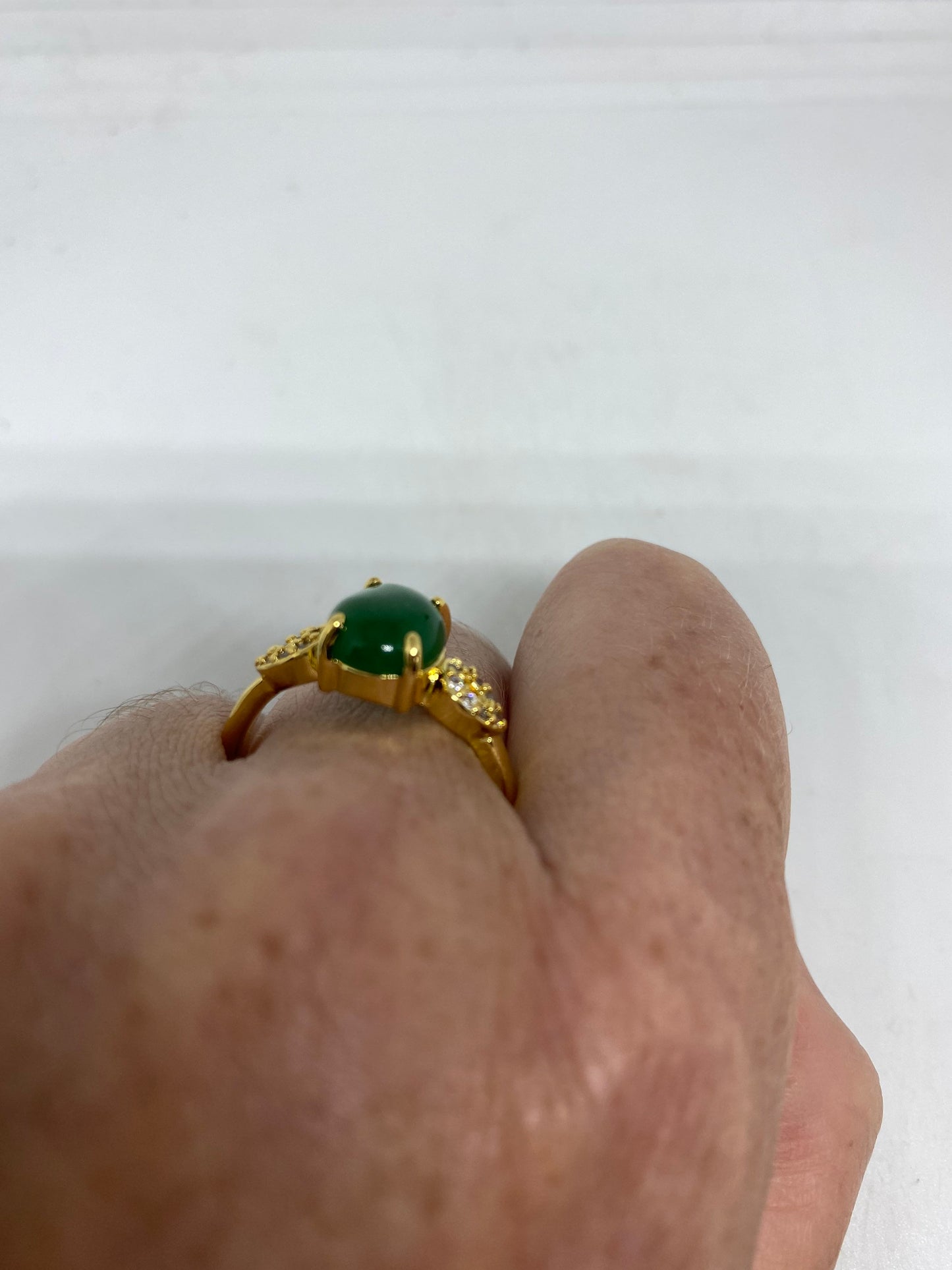 Vintage Lucky Green Nephrite Jade Ring