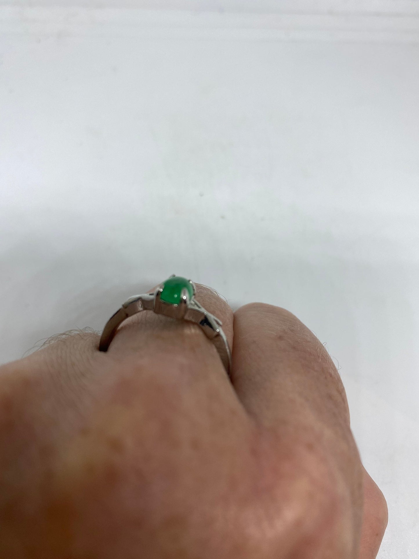 Vintage Lucky Green Nephrite Jade Ring